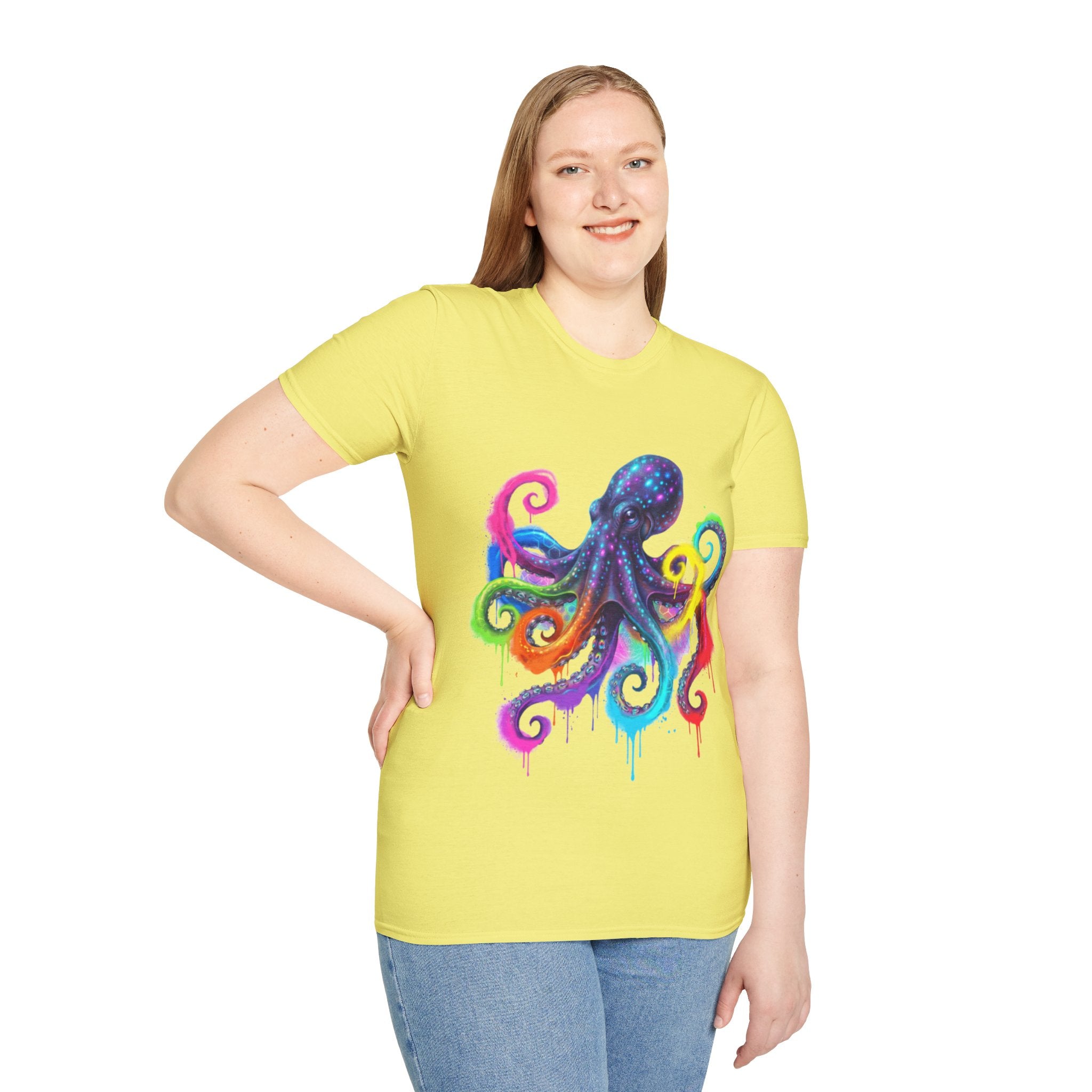 Vibrant Octopus Drip Tee - Urban Streetwear Trend