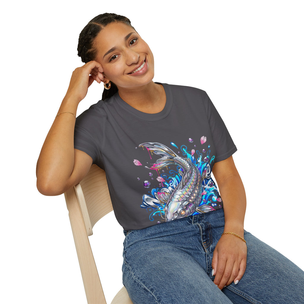 Trendy Holographic Koi T-Shirt for Urban Streetwear