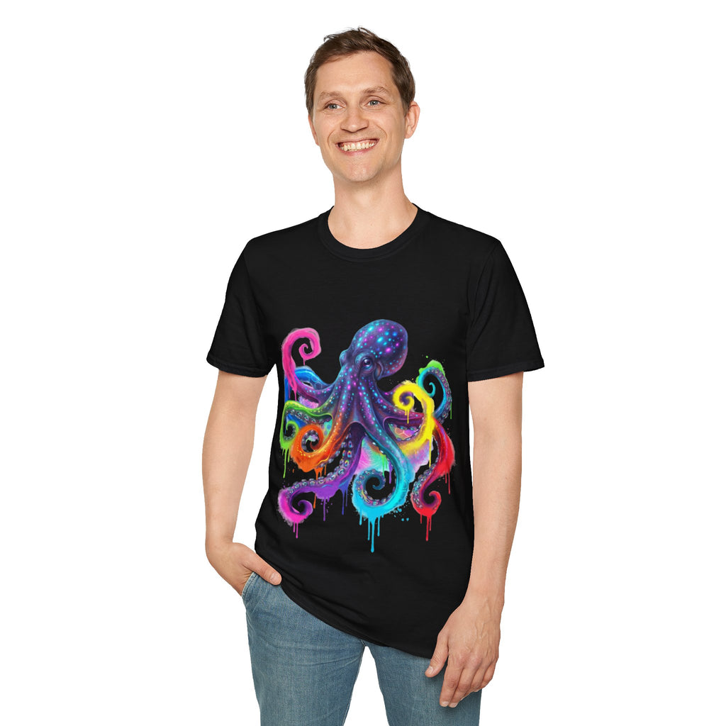 Vibrant Octopus Drip Tee - Urban Streetwear Trend