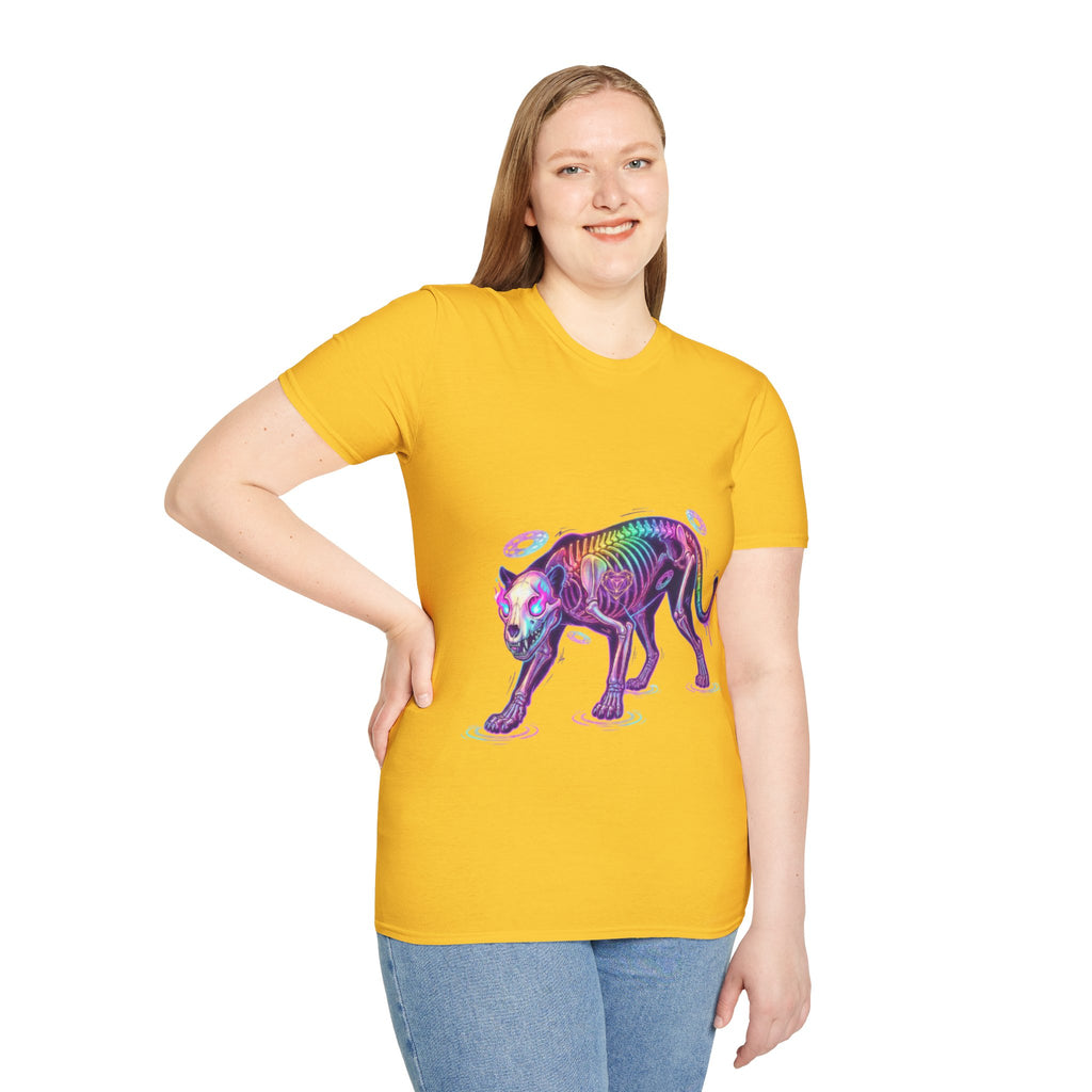 Neon Skeleton Panther Tee - Trendy Urban Streetwear