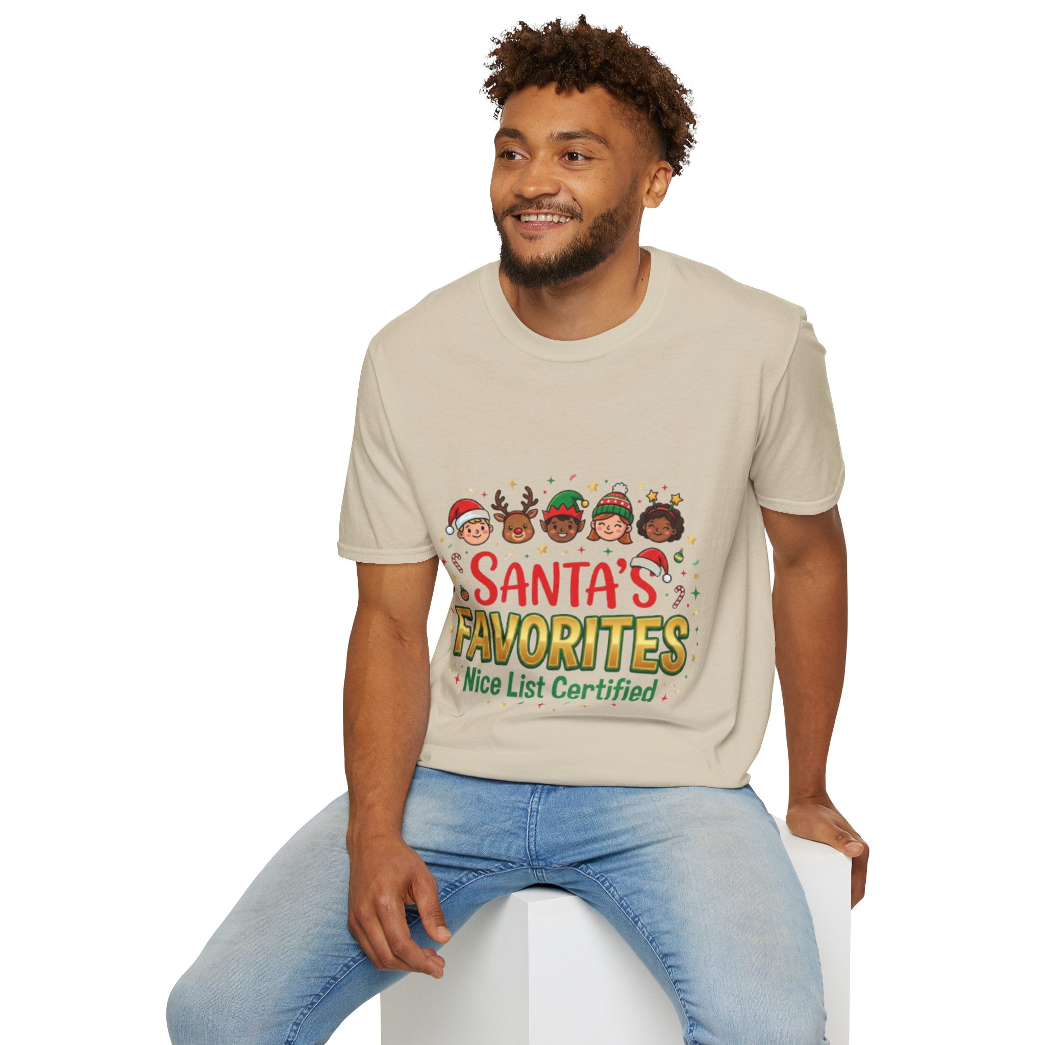 Santa's Favorites Crew T-shirt | Cute Matching Christmas Tee