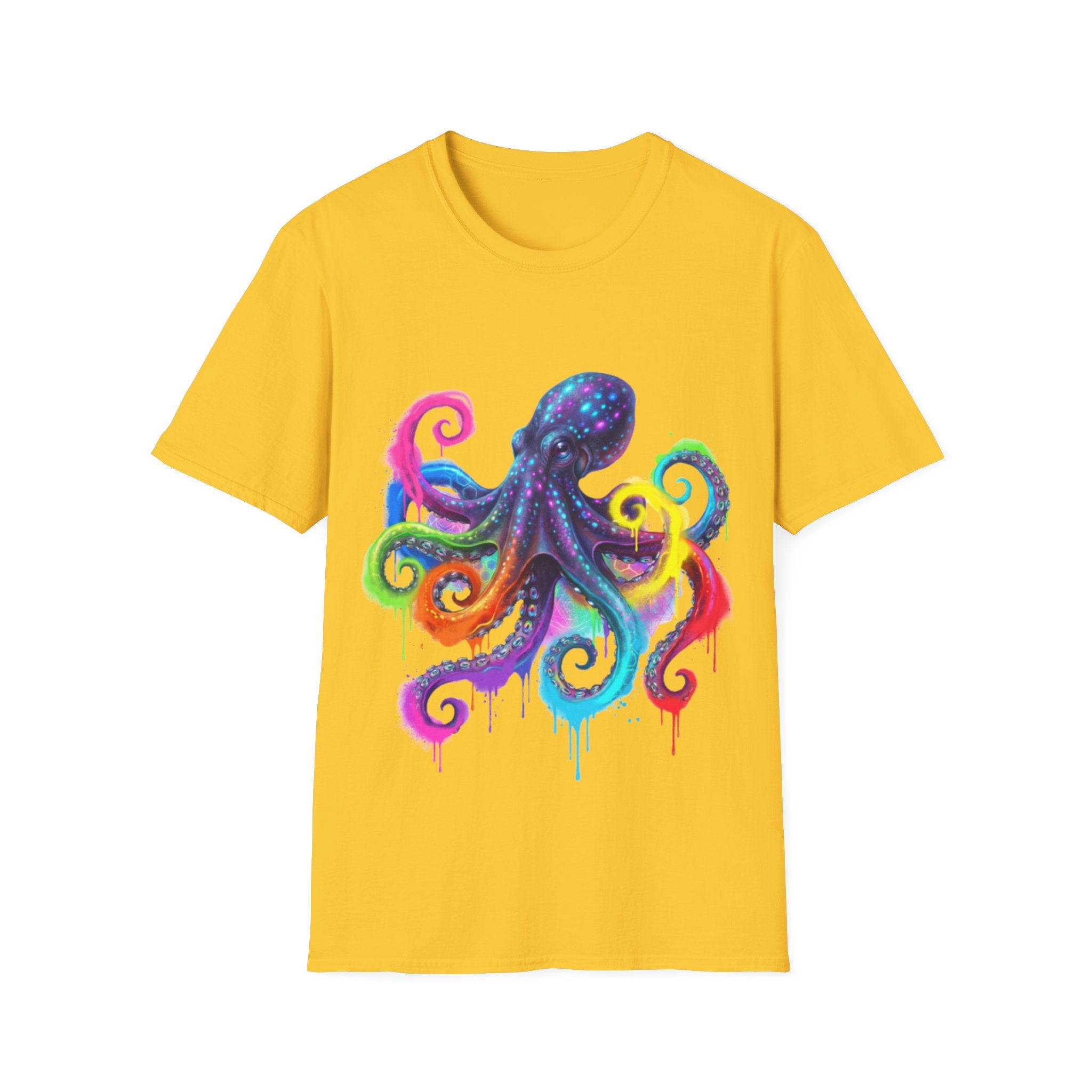 Vibrant Octopus Drip Tee - Urban Streetwear Trend