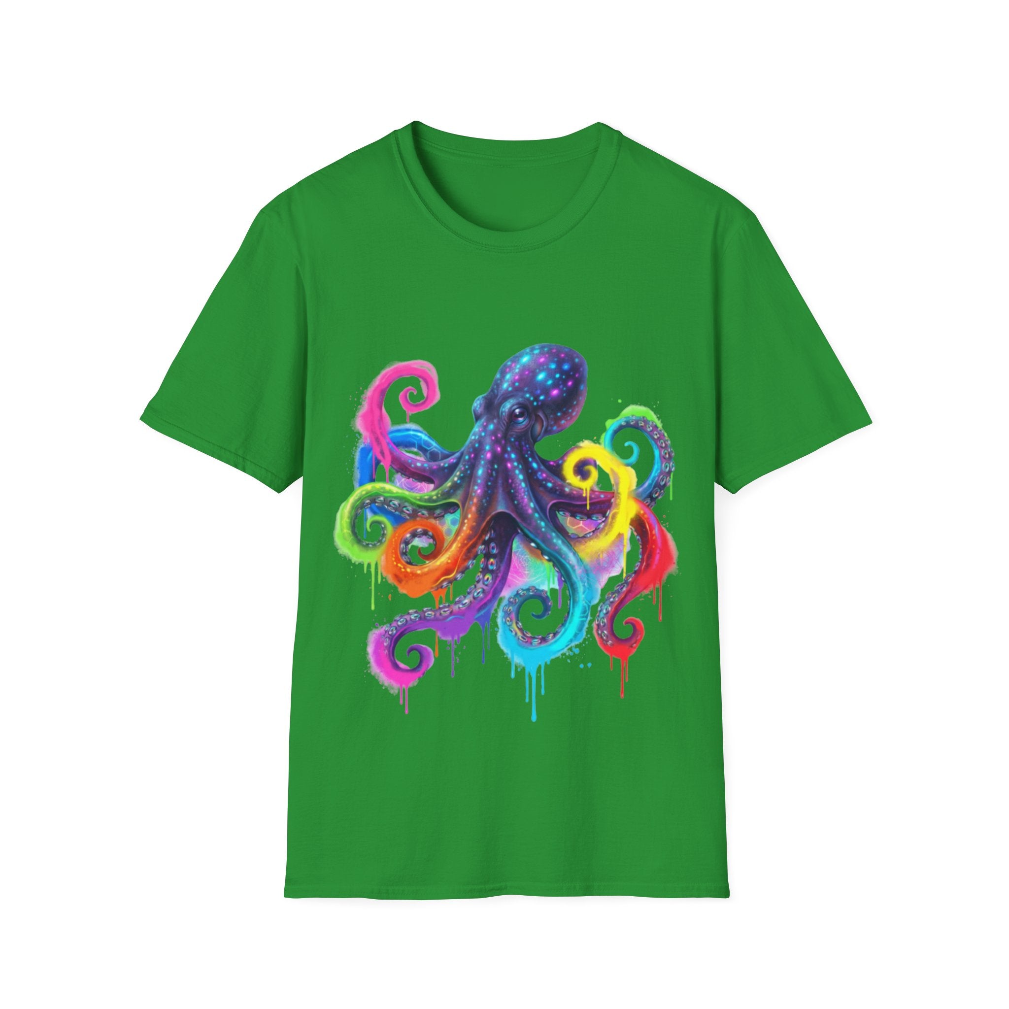 Vibrant Octopus Drip Tee - Urban Streetwear Trend