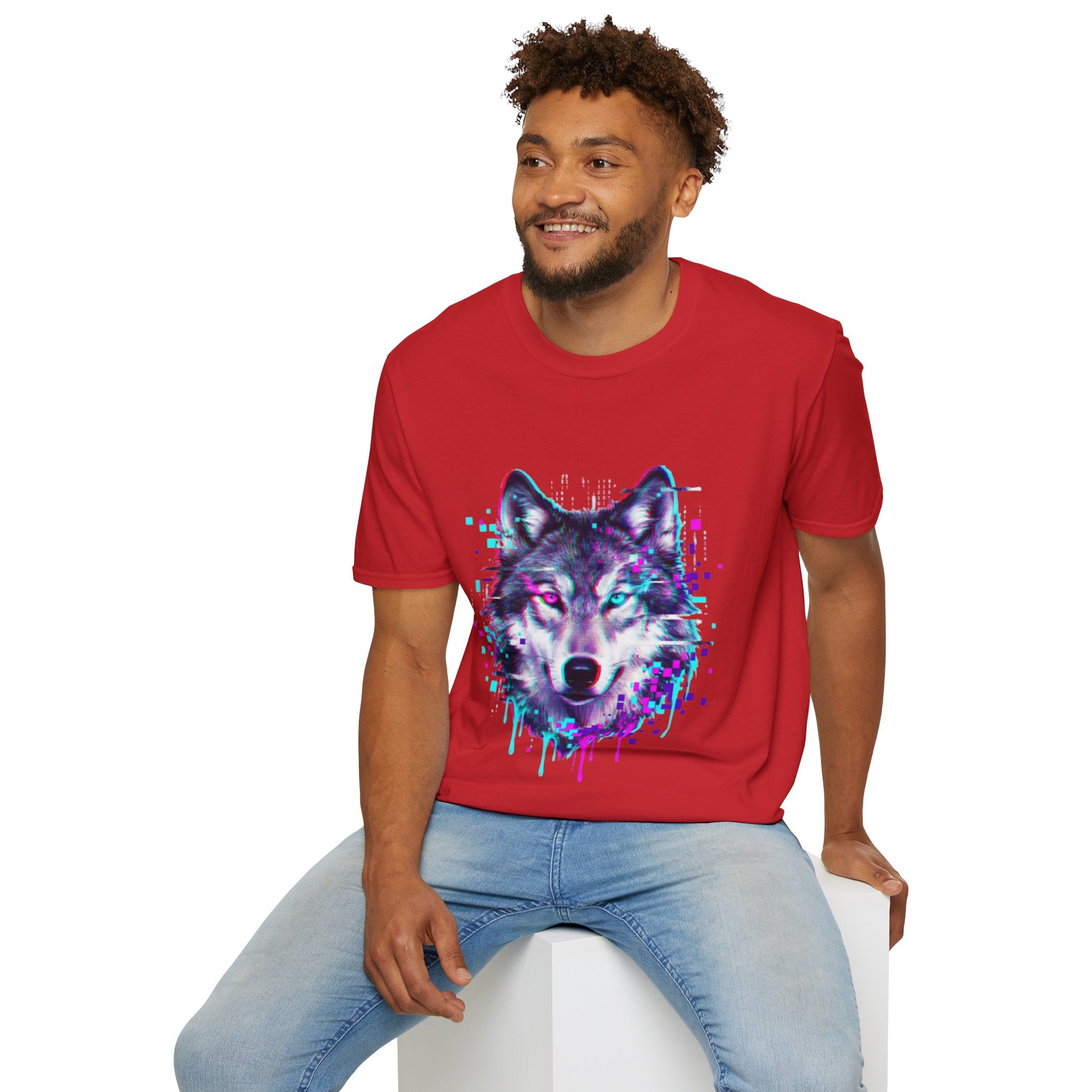 Urban Glitch Wolf Tee - Trendy Streetwear Vibes