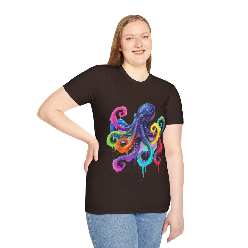 Vibrant Octopus Drip Tee - Urban Streetwear Trend