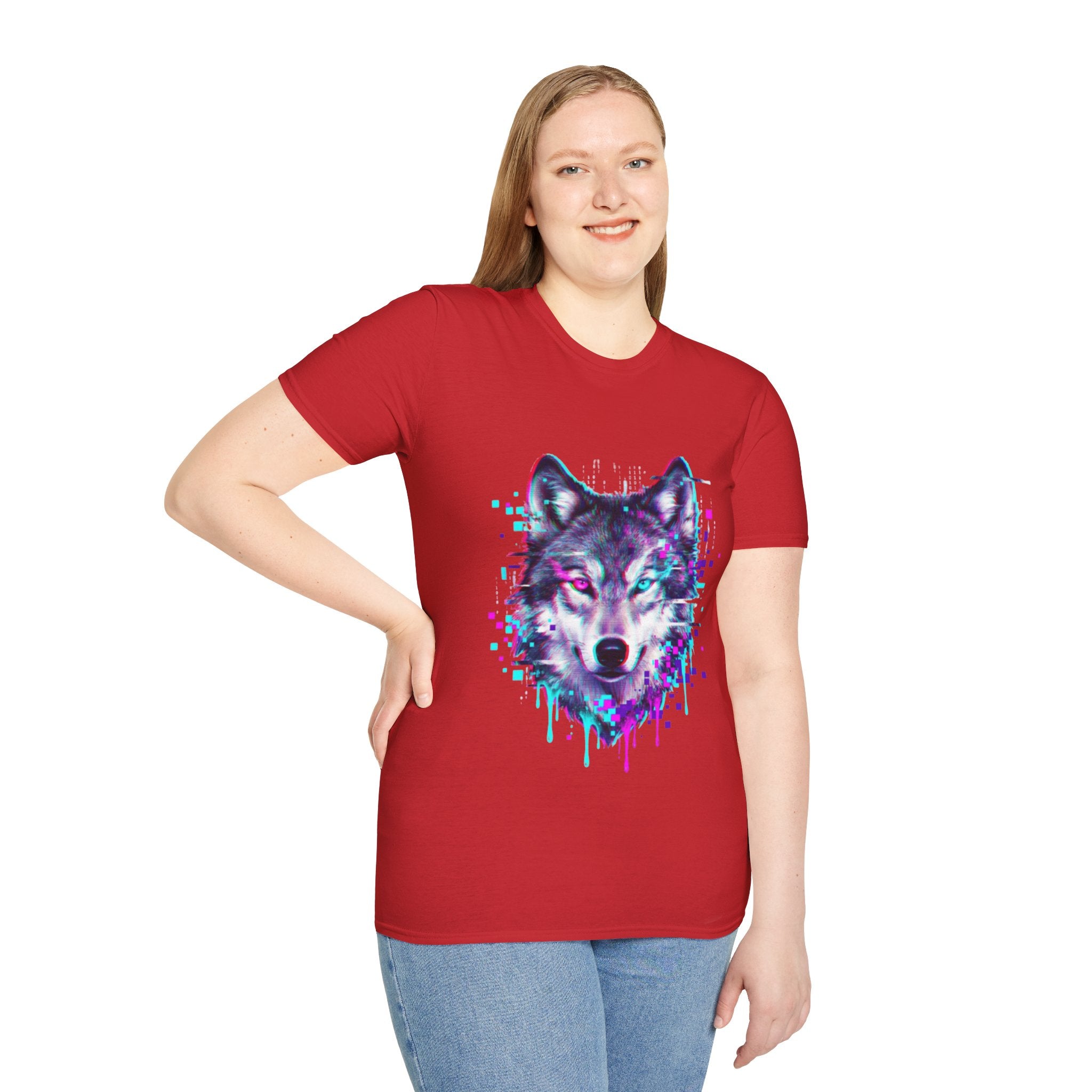 Urban Glitch Wolf Tee - Trendy Streetwear Vibes
