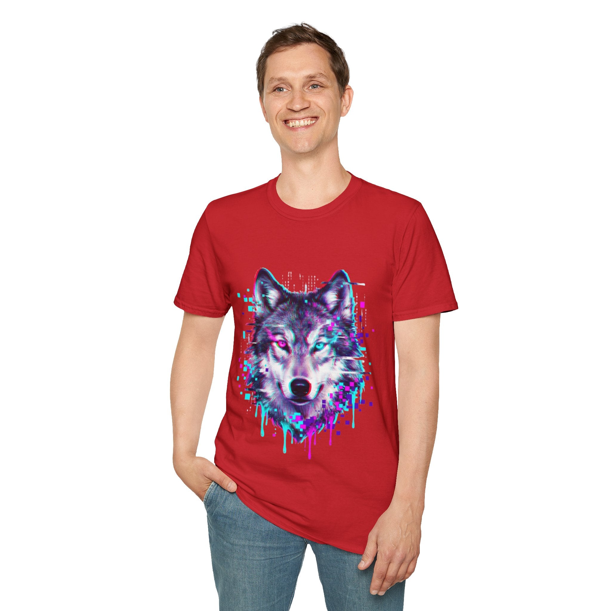 Urban Glitch Wolf Tee - Trendy Streetwear Vibes