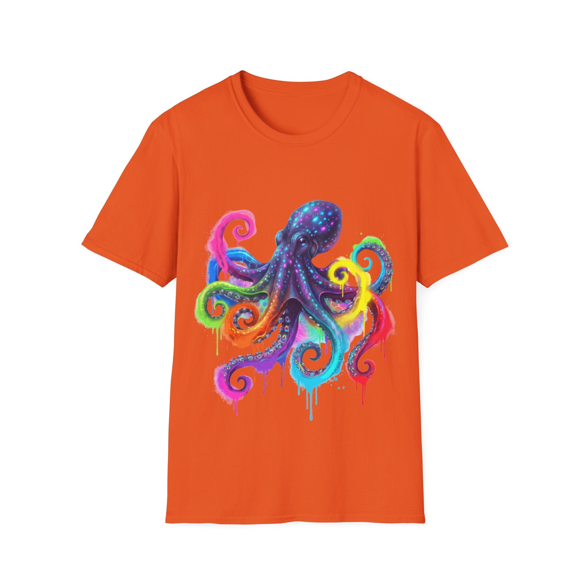 Vibrant Octopus Drip Tee - Urban Streetwear Trend