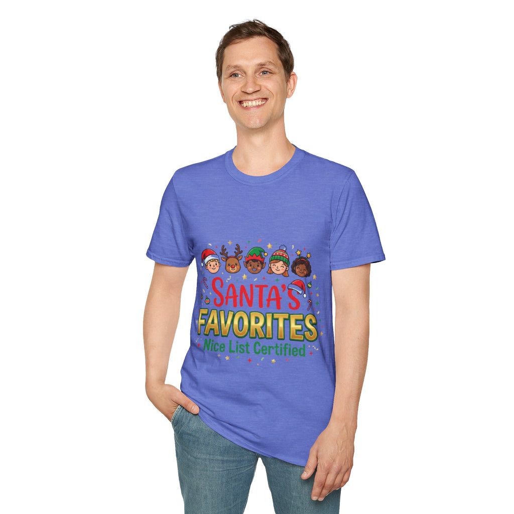 Santa's Favorites Crew T-shirt | Cute Matching Christmas Tee