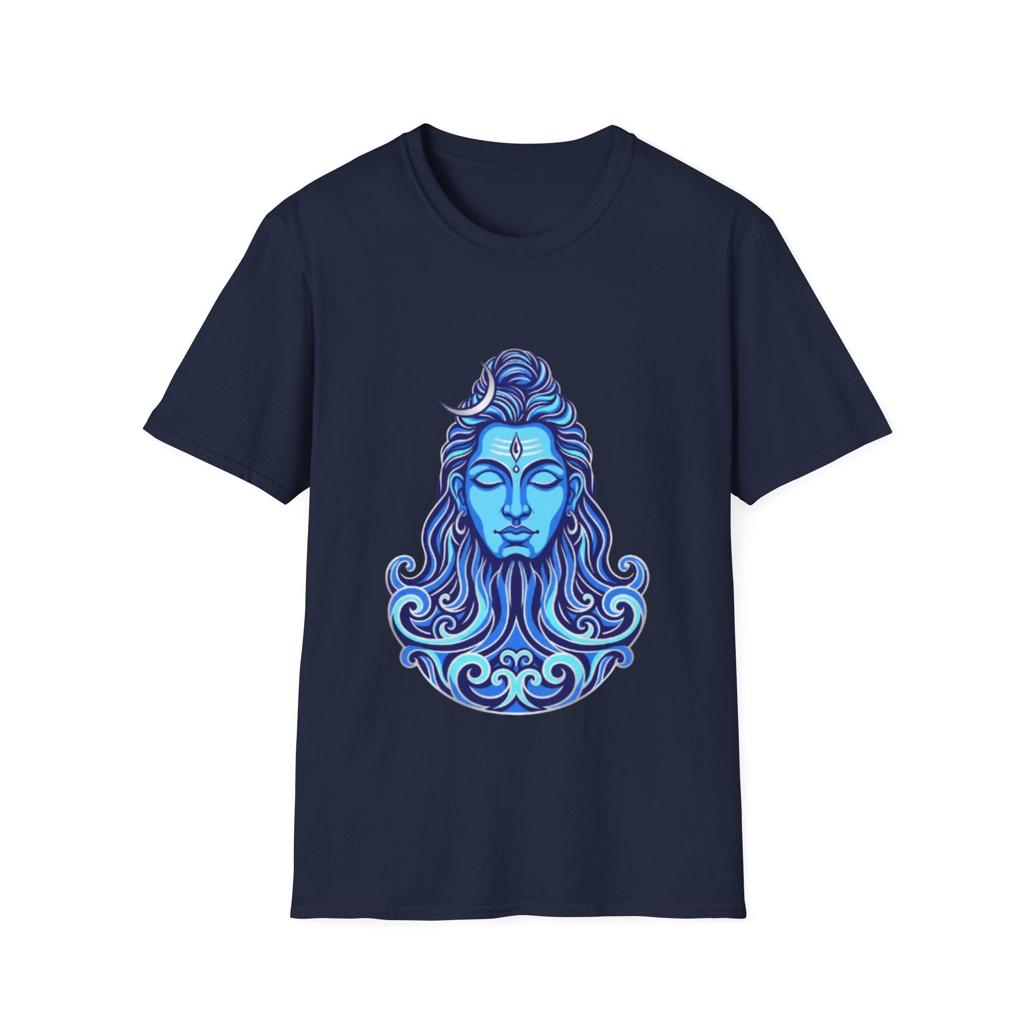 Mahadev Face on Water T-Shirt - Blue Divine Magic