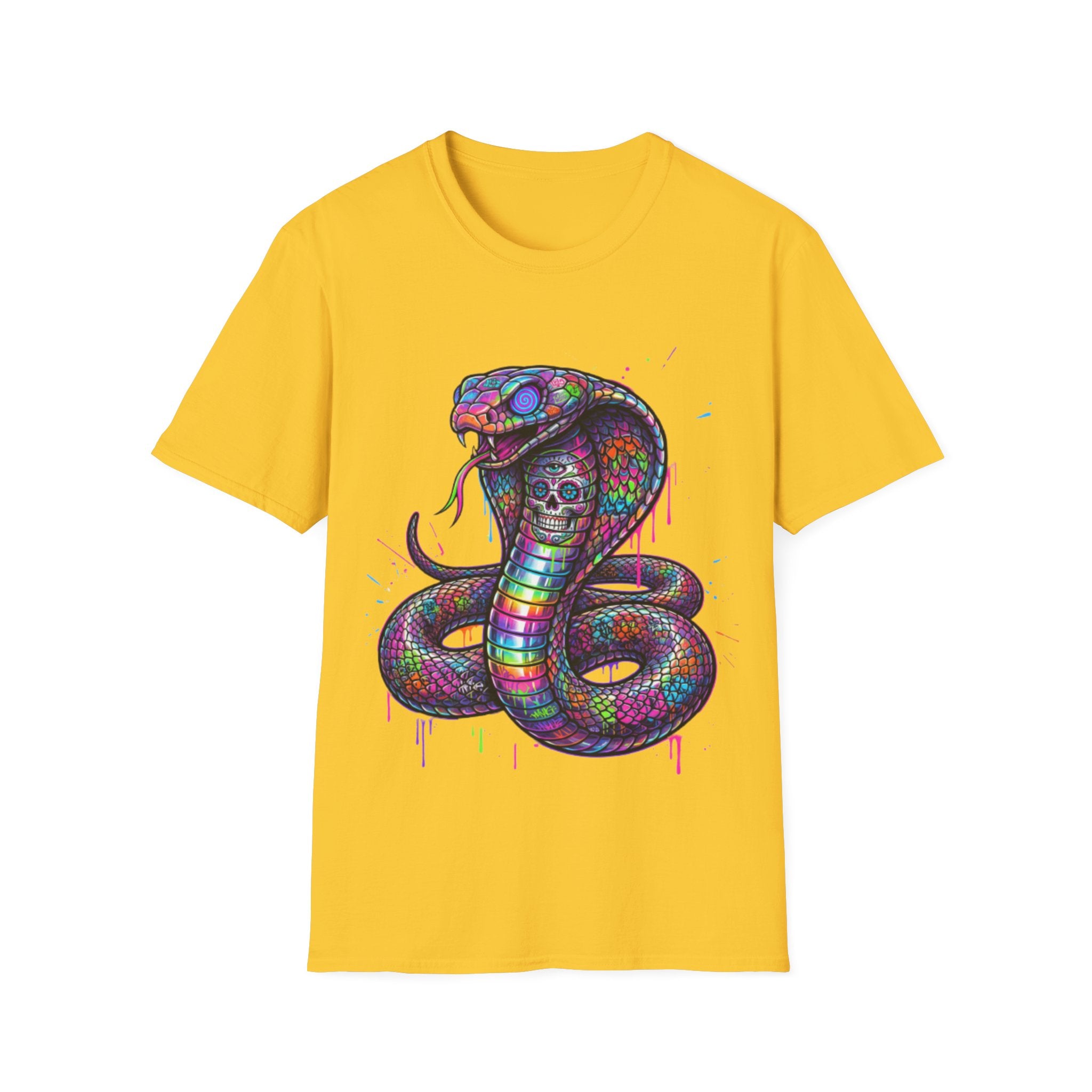 Vibrant Urban Snake Skull T-Shirt - Trendy Streetwear