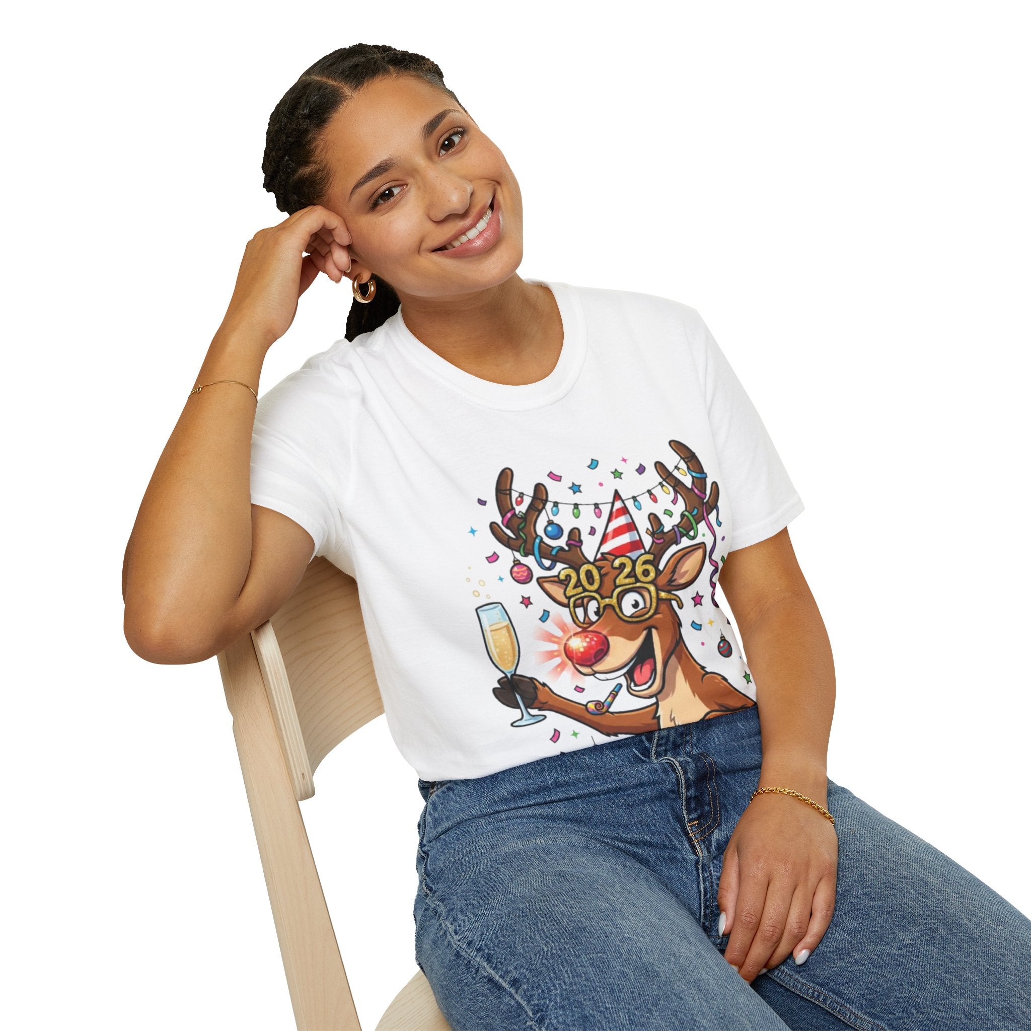 Party Reindeer 2026 T-shirt | Funny New Year Graphic Tee