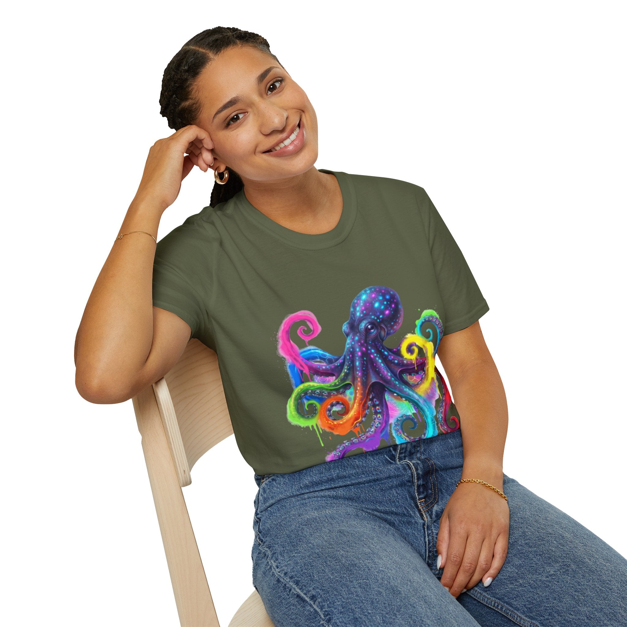 Vibrant Octopus Drip Tee - Urban Streetwear Trend