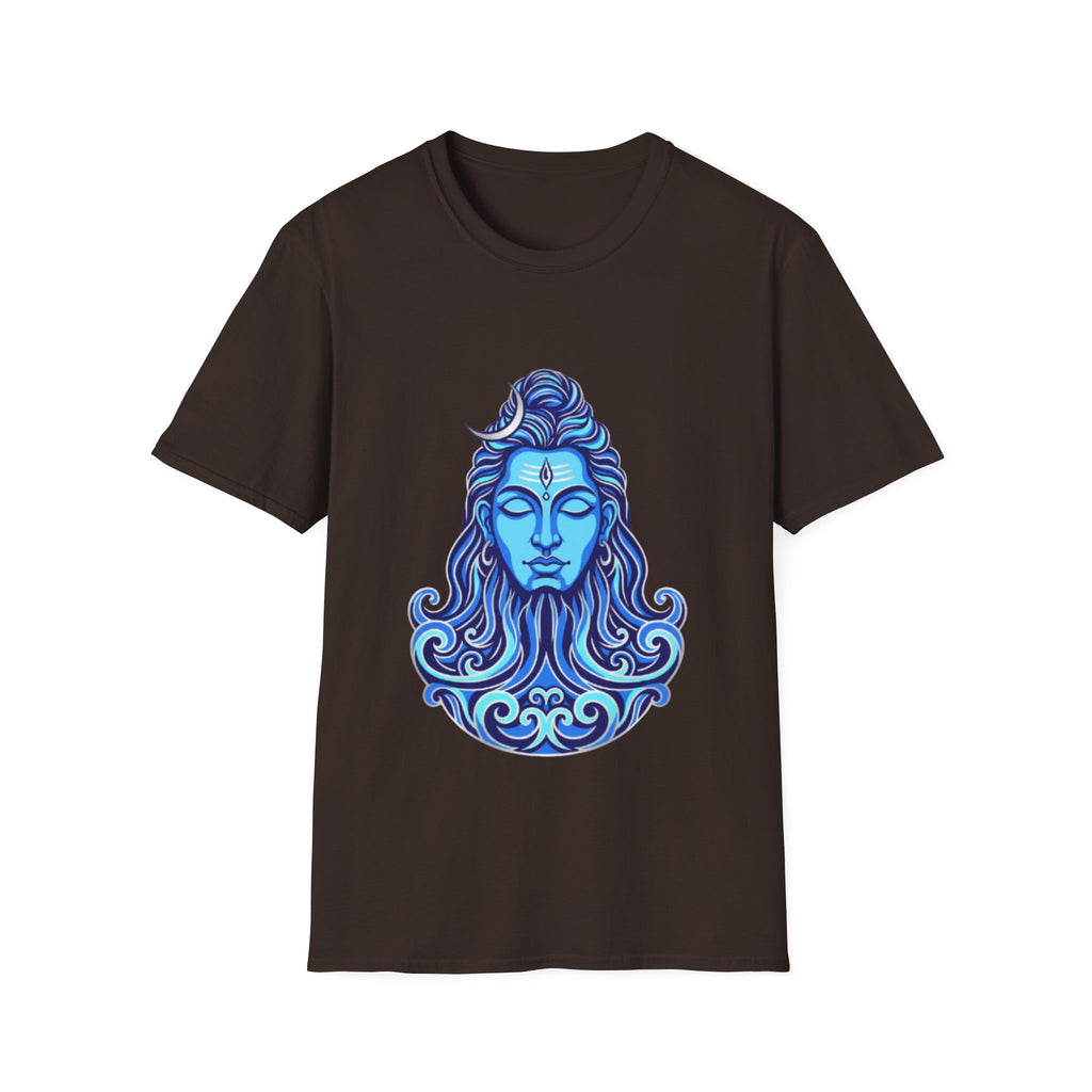 Mahadev Face on Water T-Shirt - Blue Divine Magic