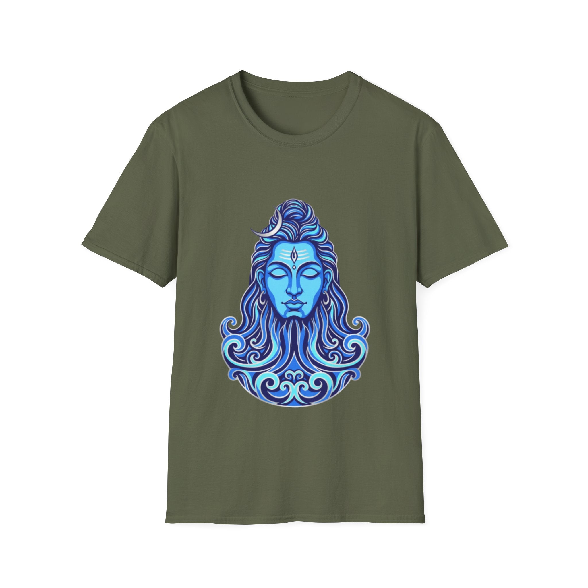 Mahadev Face on Water T-Shirt - Blue Divine Magic