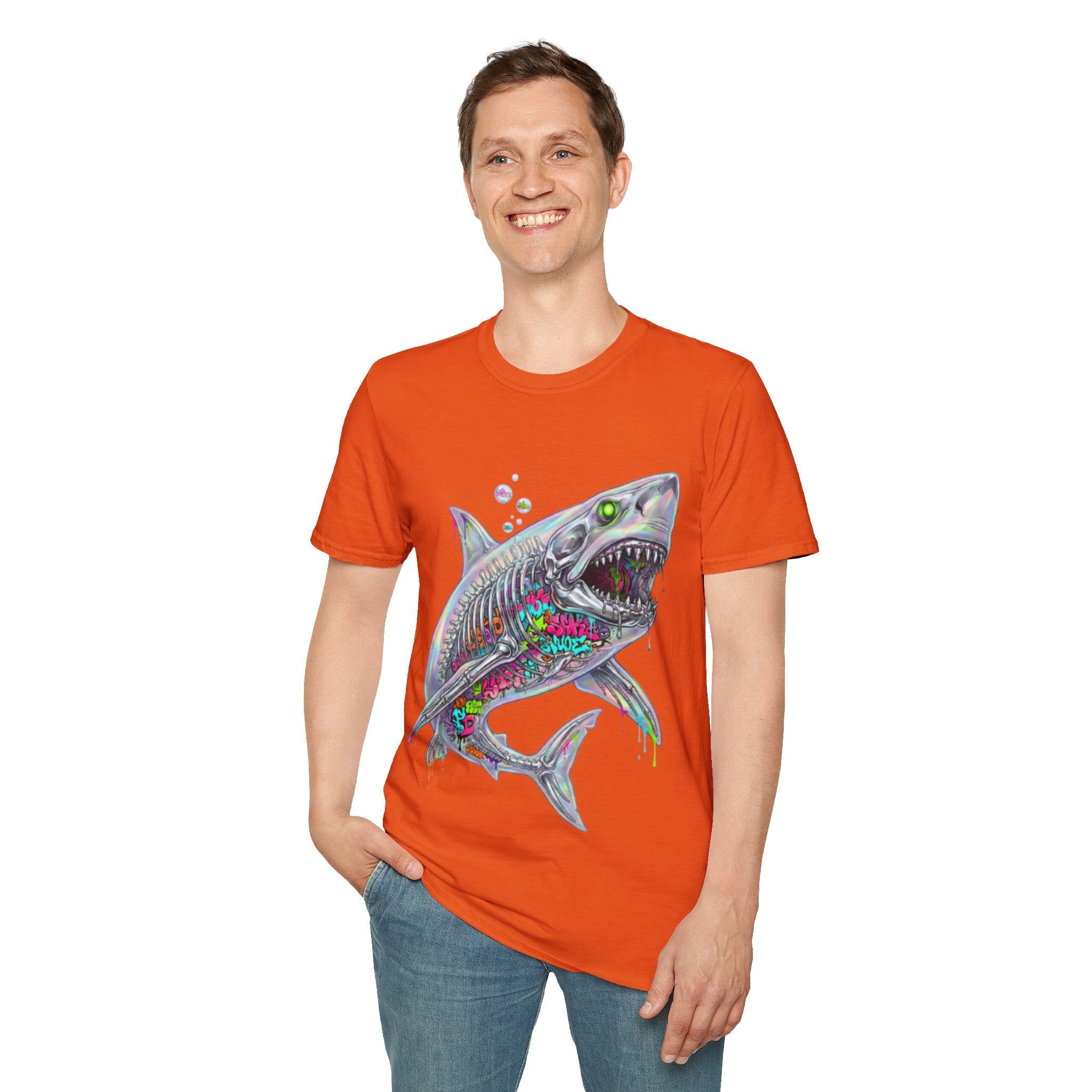 Iridescent Shark Streetwear T-Shirt - Urban Style