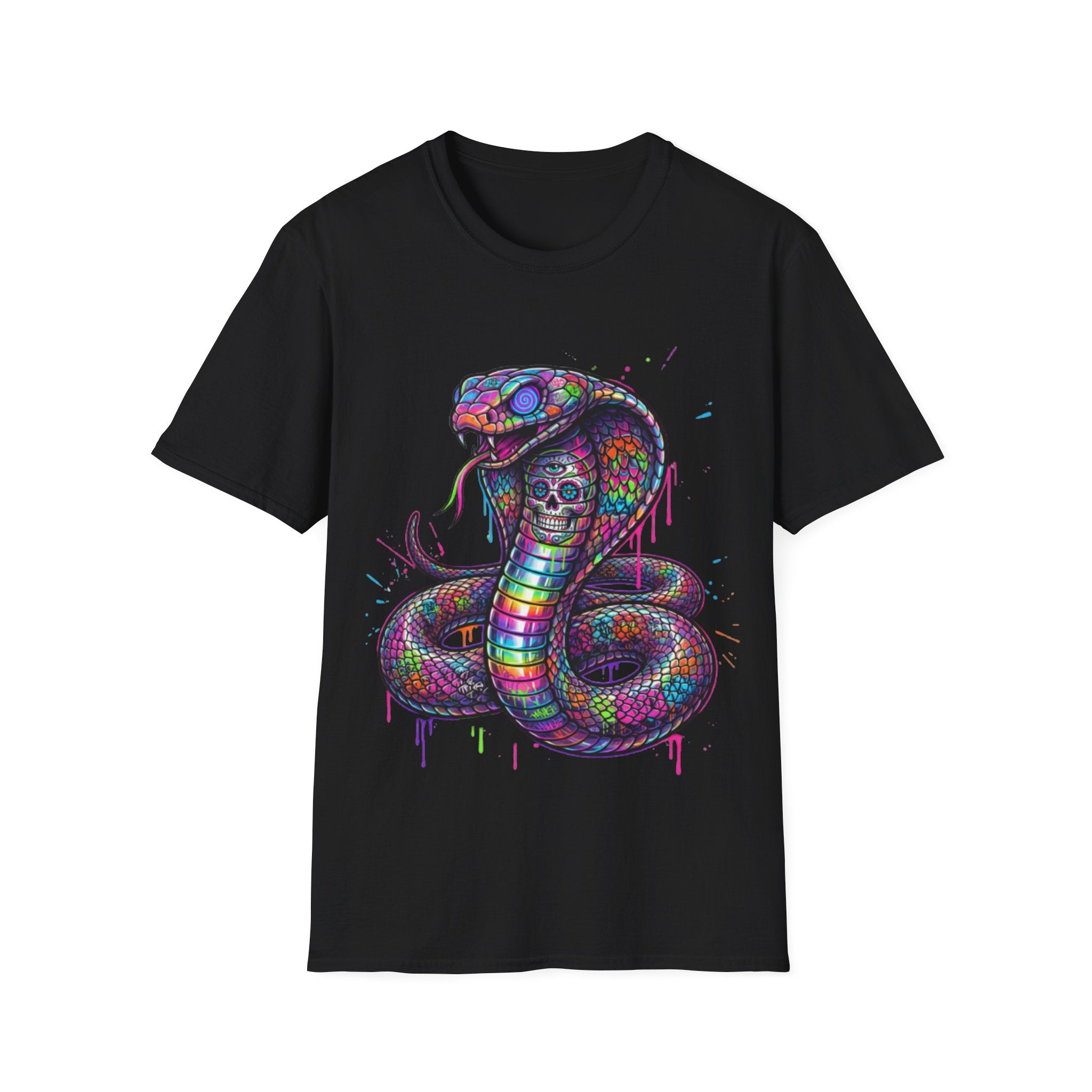 Vibrant Urban Snake Skull T-Shirt - Trendy Streetwear