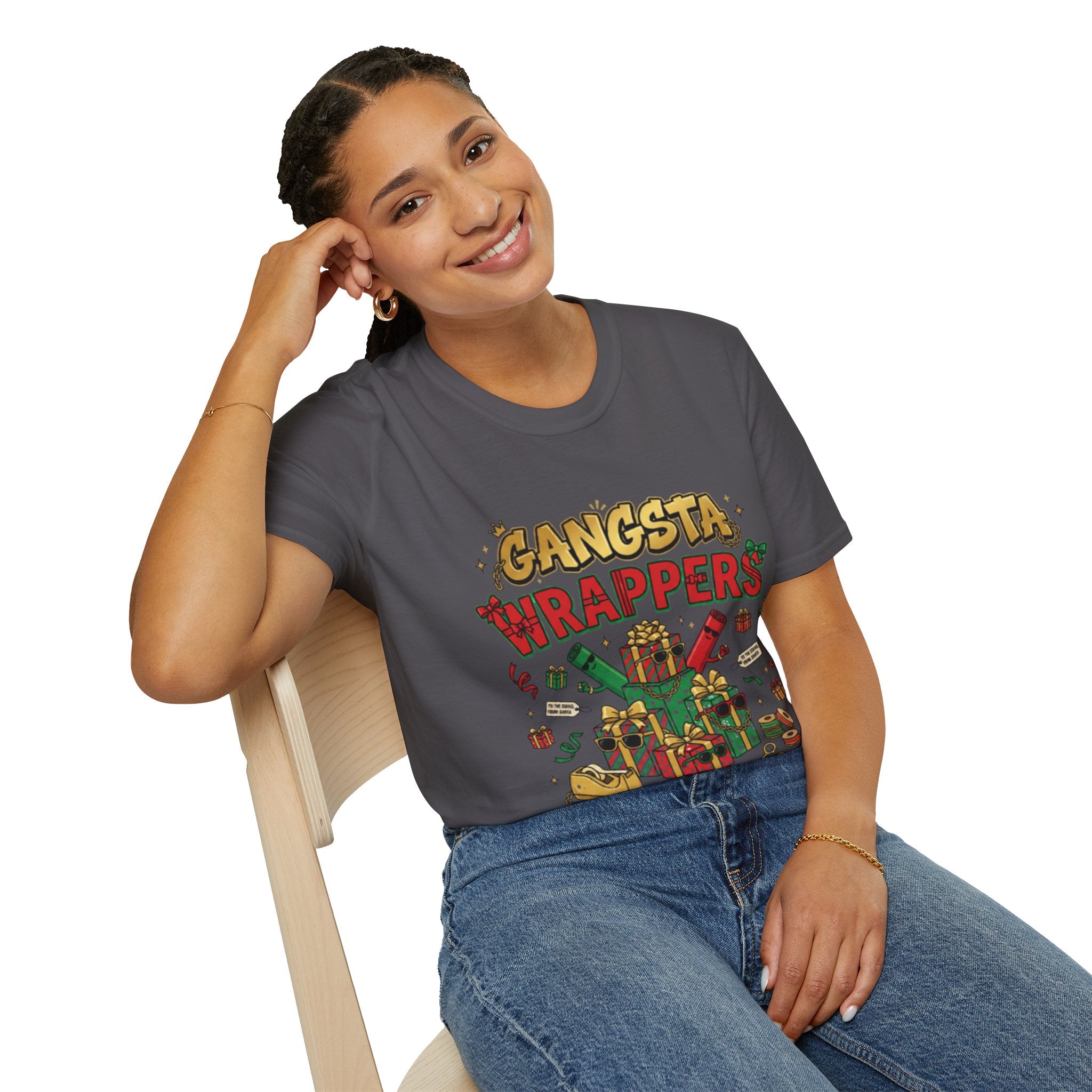 Gangsta Wrappers Crew T-shirt | Funny Christmas Matching Tee