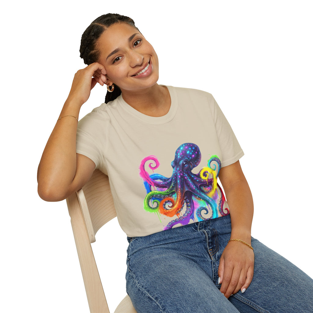Vibrant Octopus Drip Tee - Urban Streetwear Trend