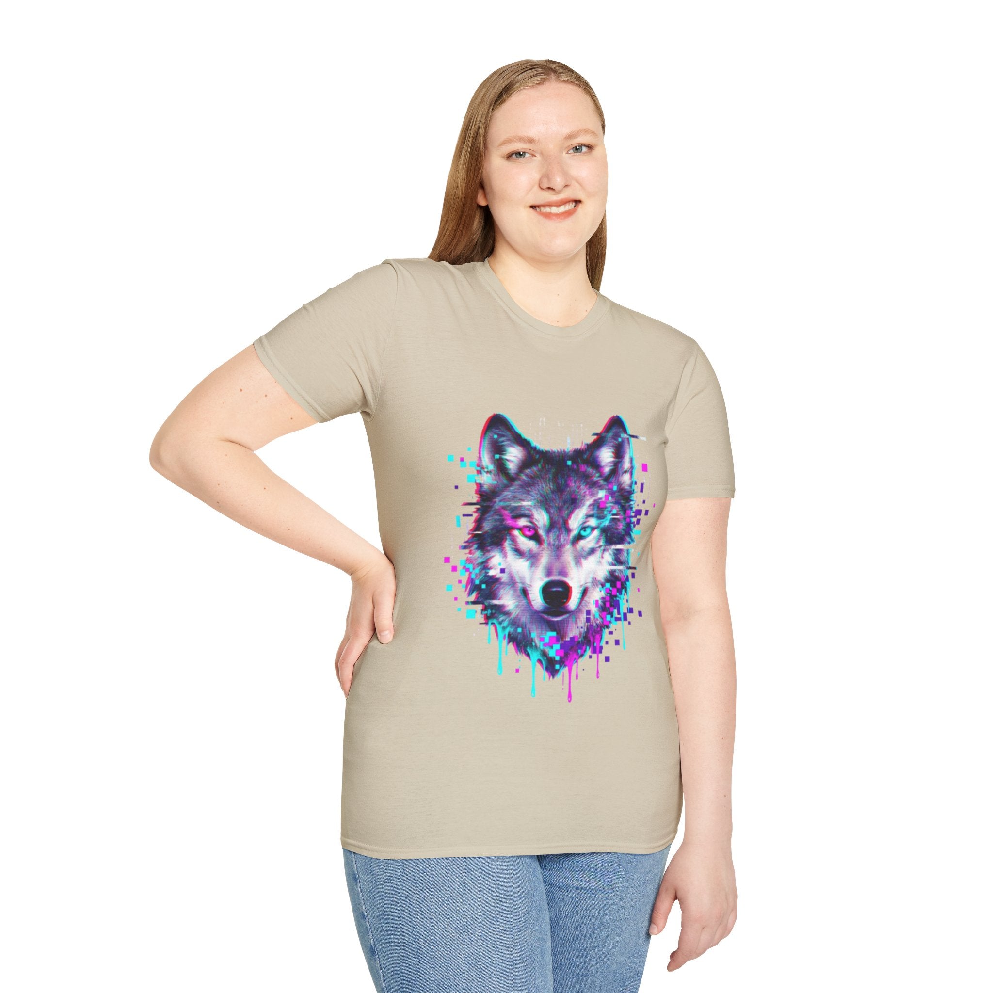 Urban Glitch Wolf Tee - Trendy Streetwear Vibes