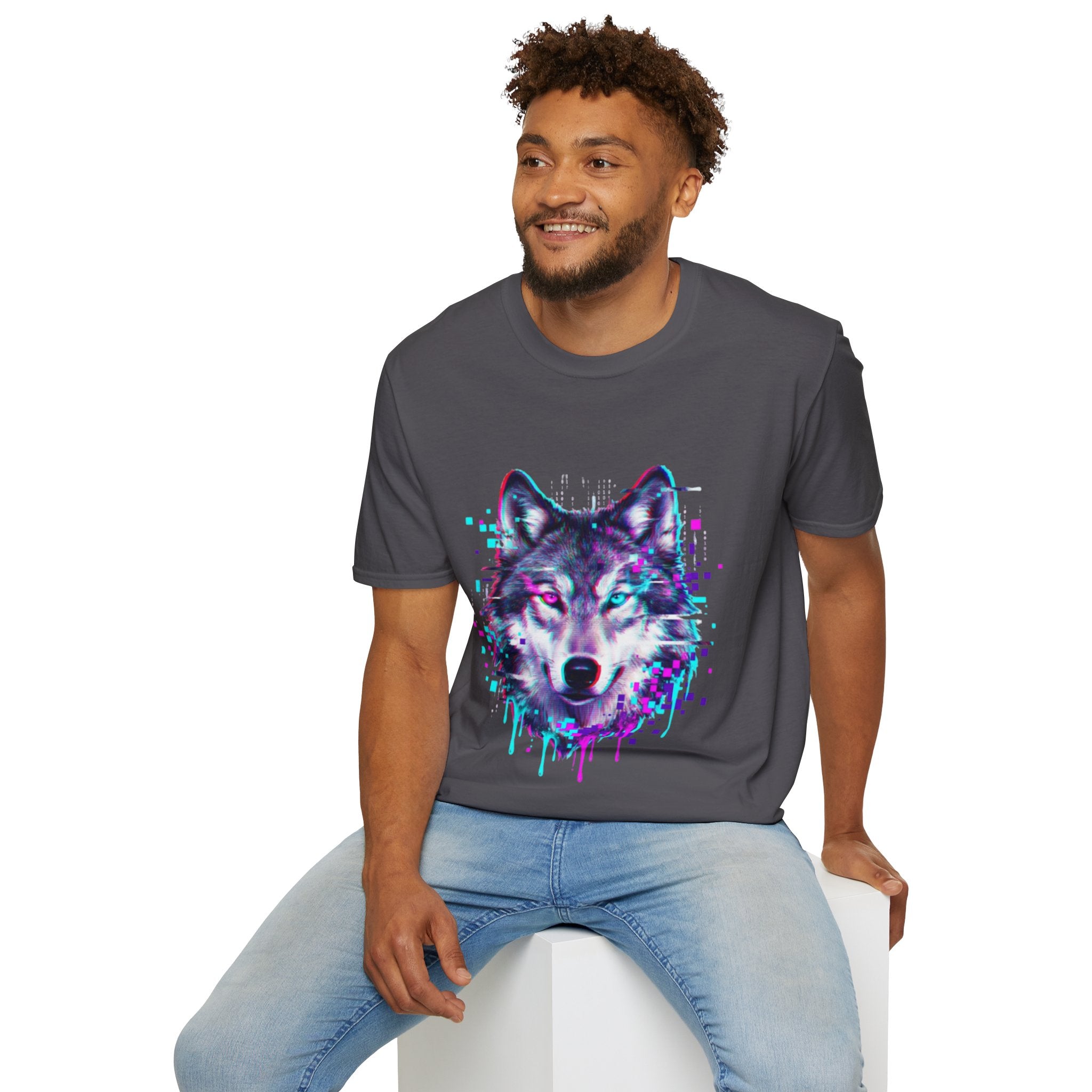 Urban Glitch Wolf Tee - Trendy Streetwear Vibes