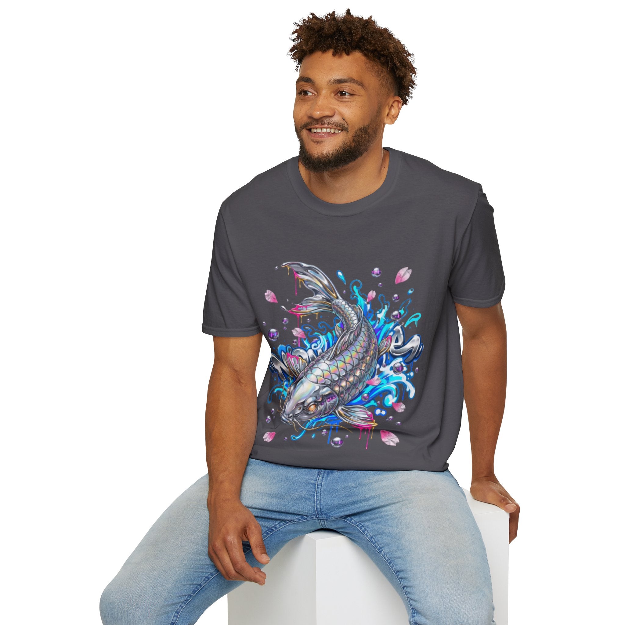 Trendy Holographic Koi T-Shirt for Urban Streetwear