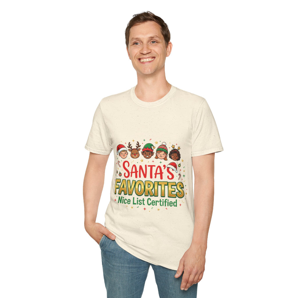 Santa's Favorites Crew T-shirt | Cute Matching Christmas Tee