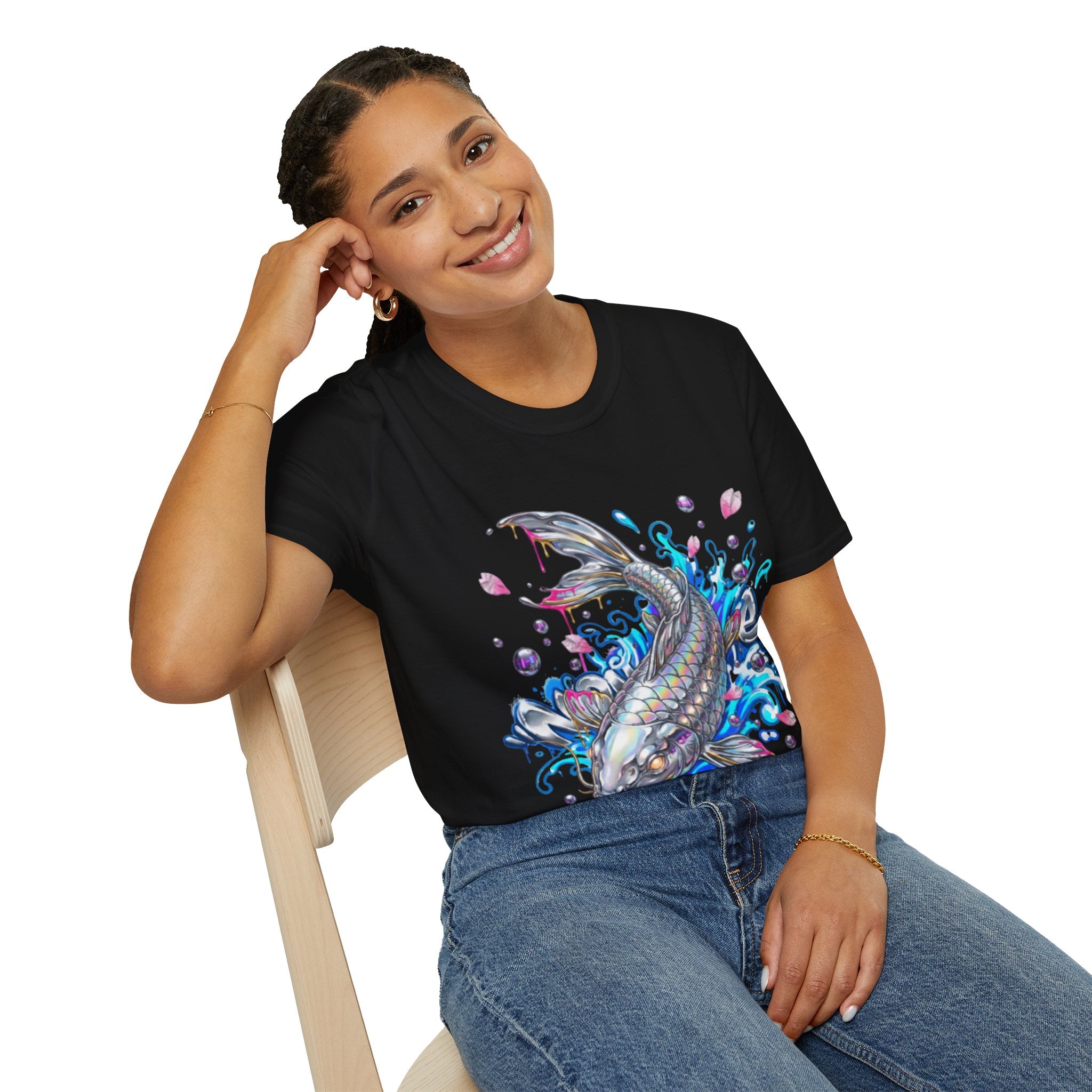 Trendy Holographic Koi T-Shirt for Urban Streetwear