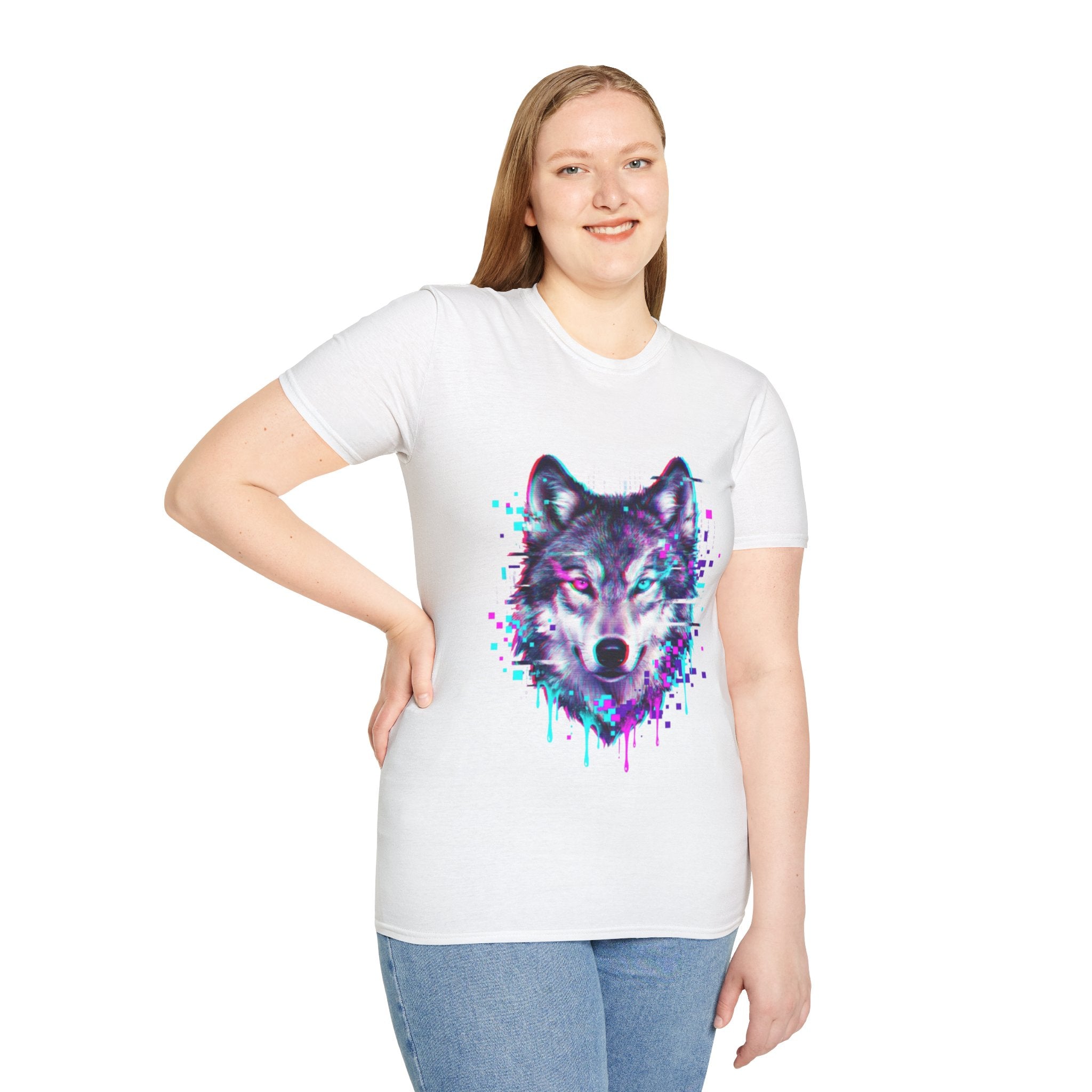Urban Glitch Wolf Tee - Trendy Streetwear Vibes