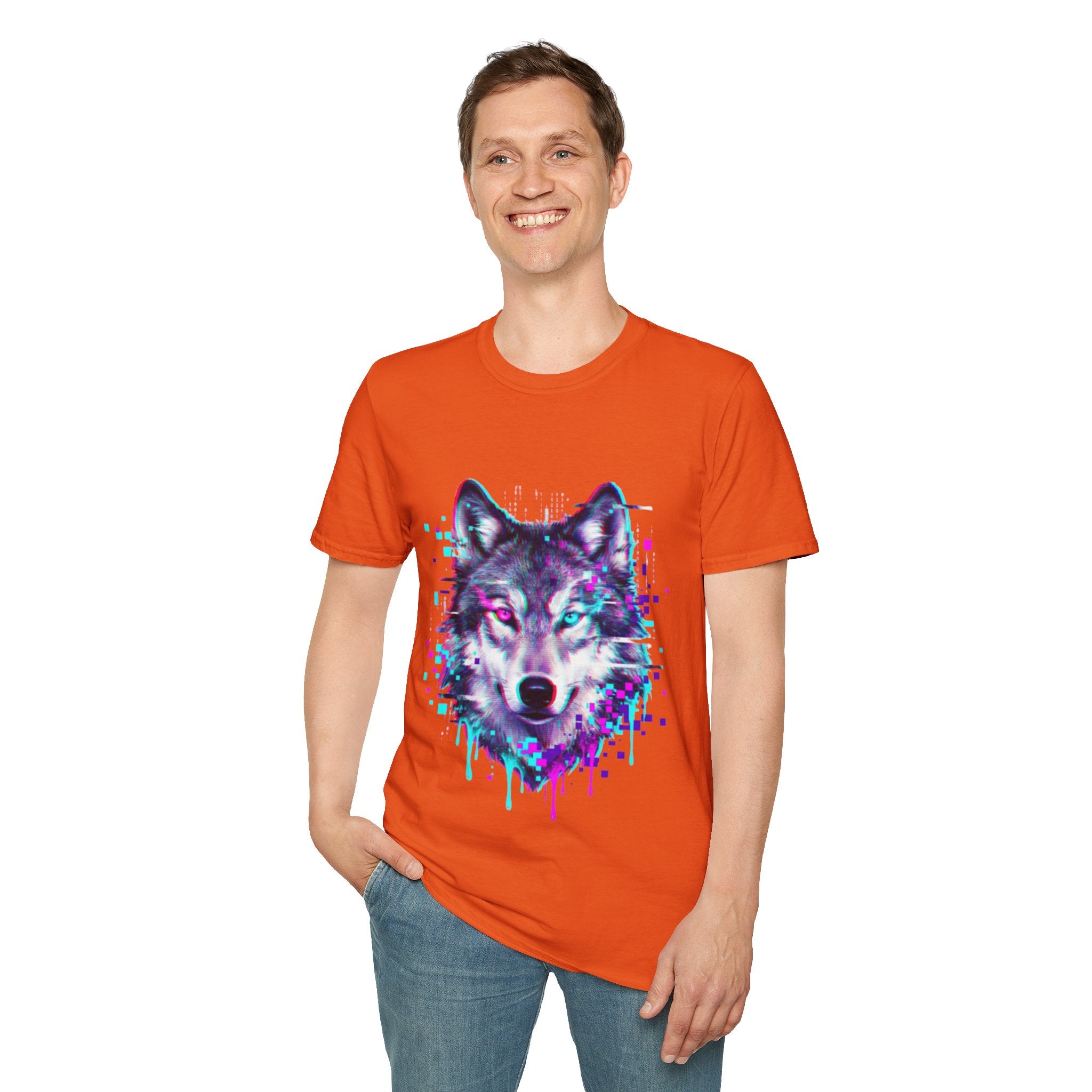 Urban Glitch Wolf Tee - Trendy Streetwear Vibes