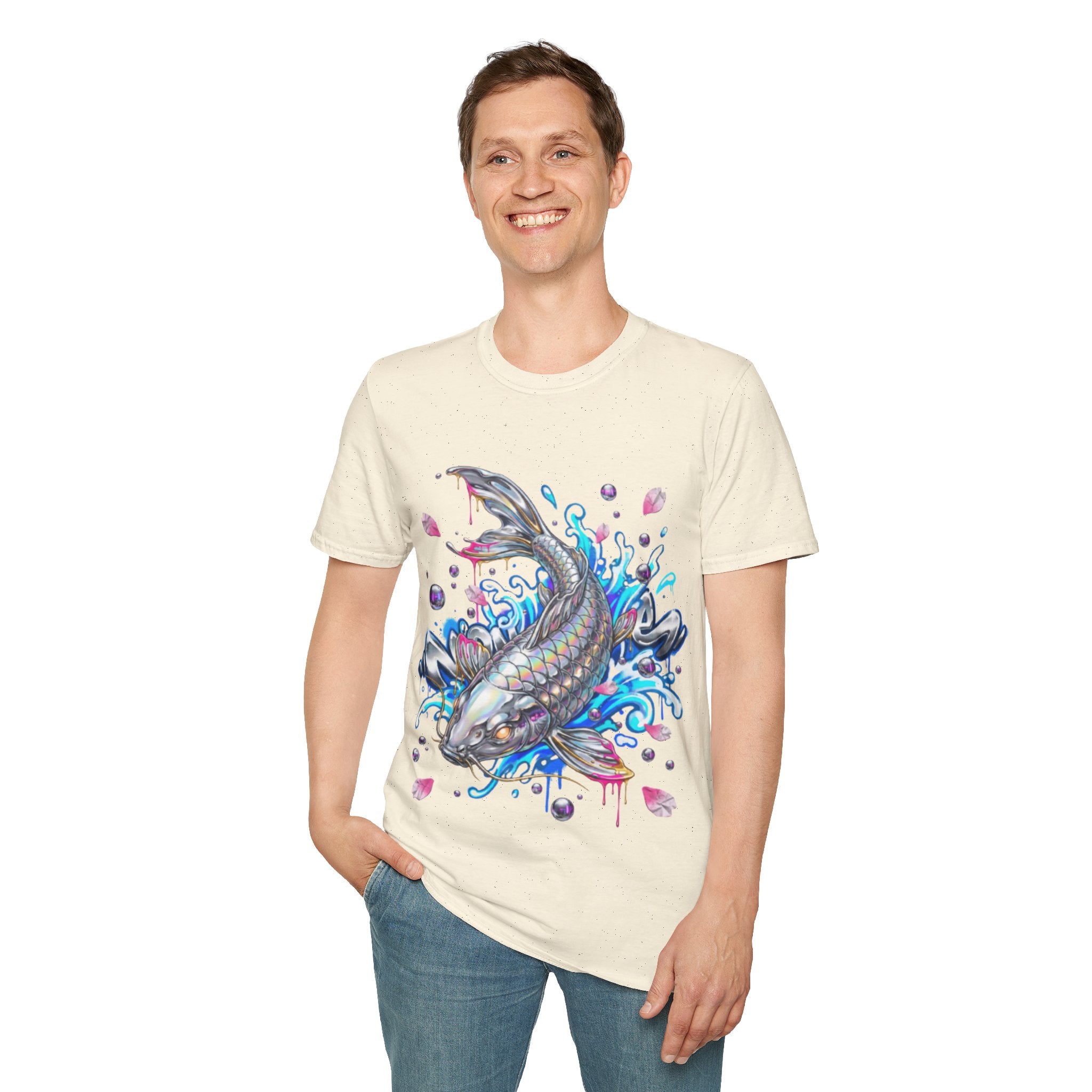 Trendy Holographic Koi T-Shirt for Urban Streetwear