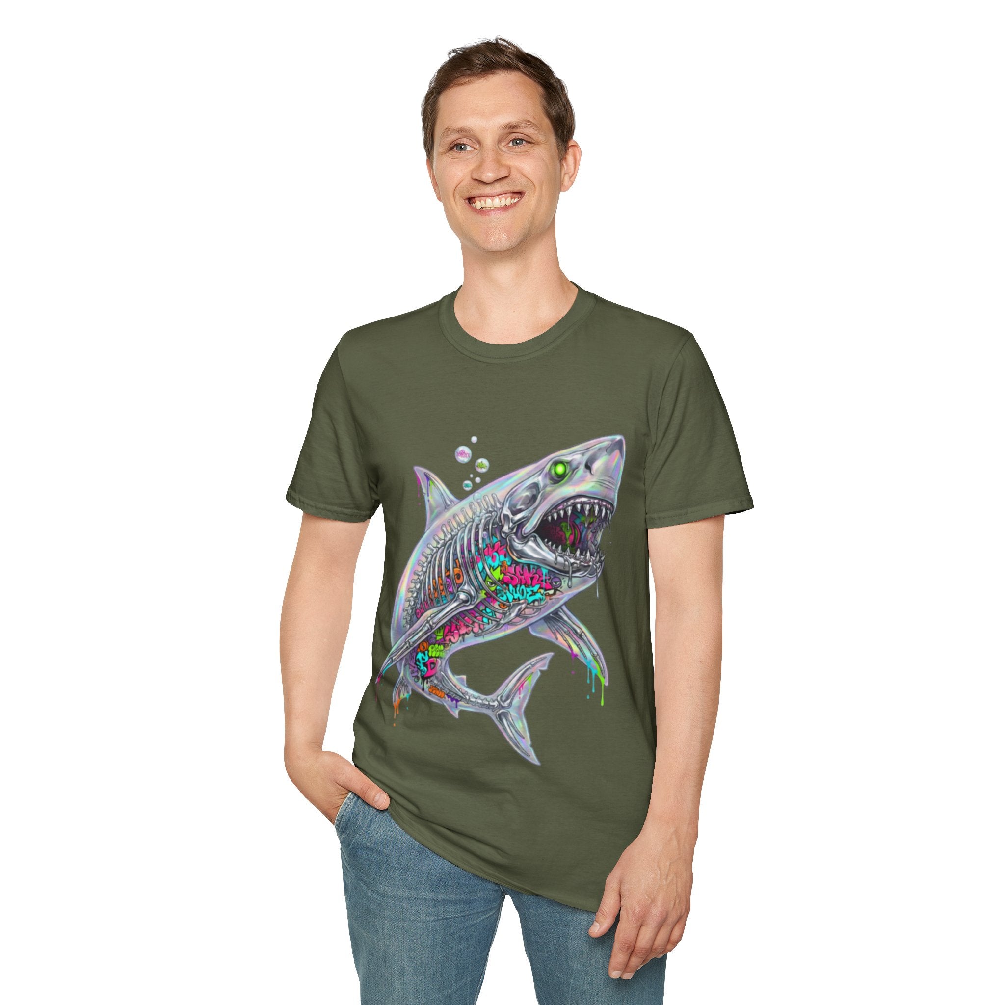 Iridescent Shark Streetwear T-Shirt - Urban Style