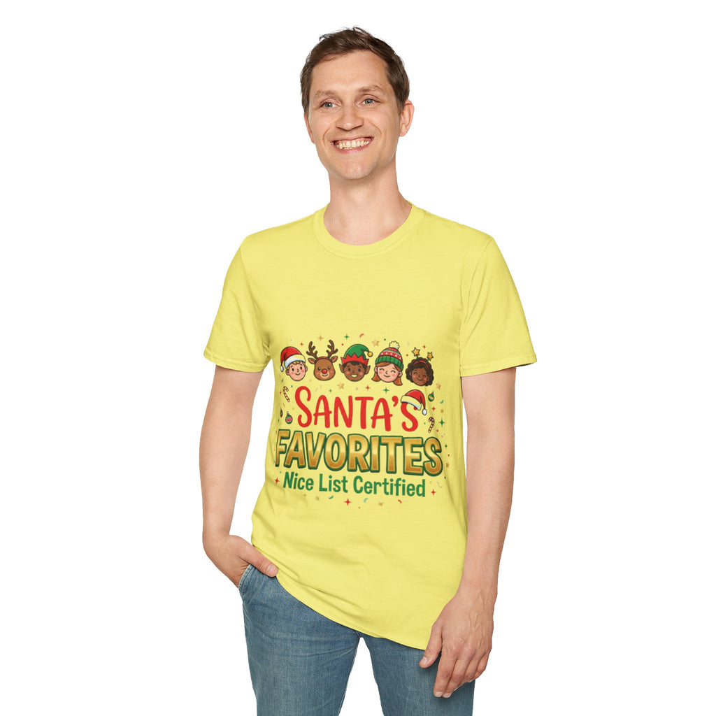 Santa's Favorites Crew T-shirt | Cute Matching Christmas Tee