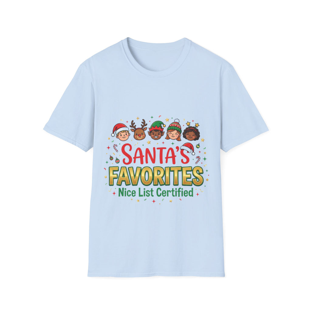 Santa's Favorites Crew T-shirt | Cute Matching Christmas Tee