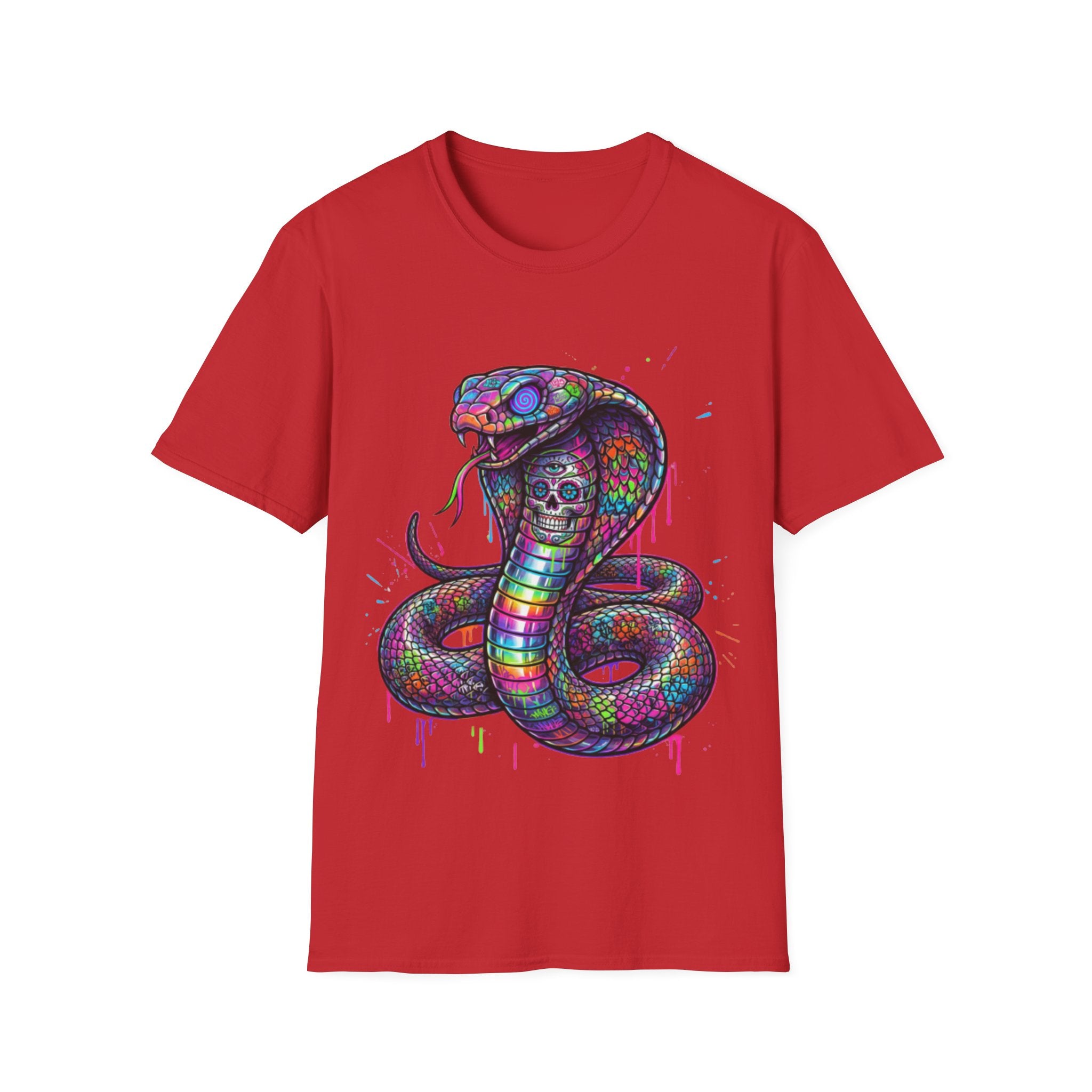 Vibrant Urban Snake Skull T-Shirt - Trendy Streetwear