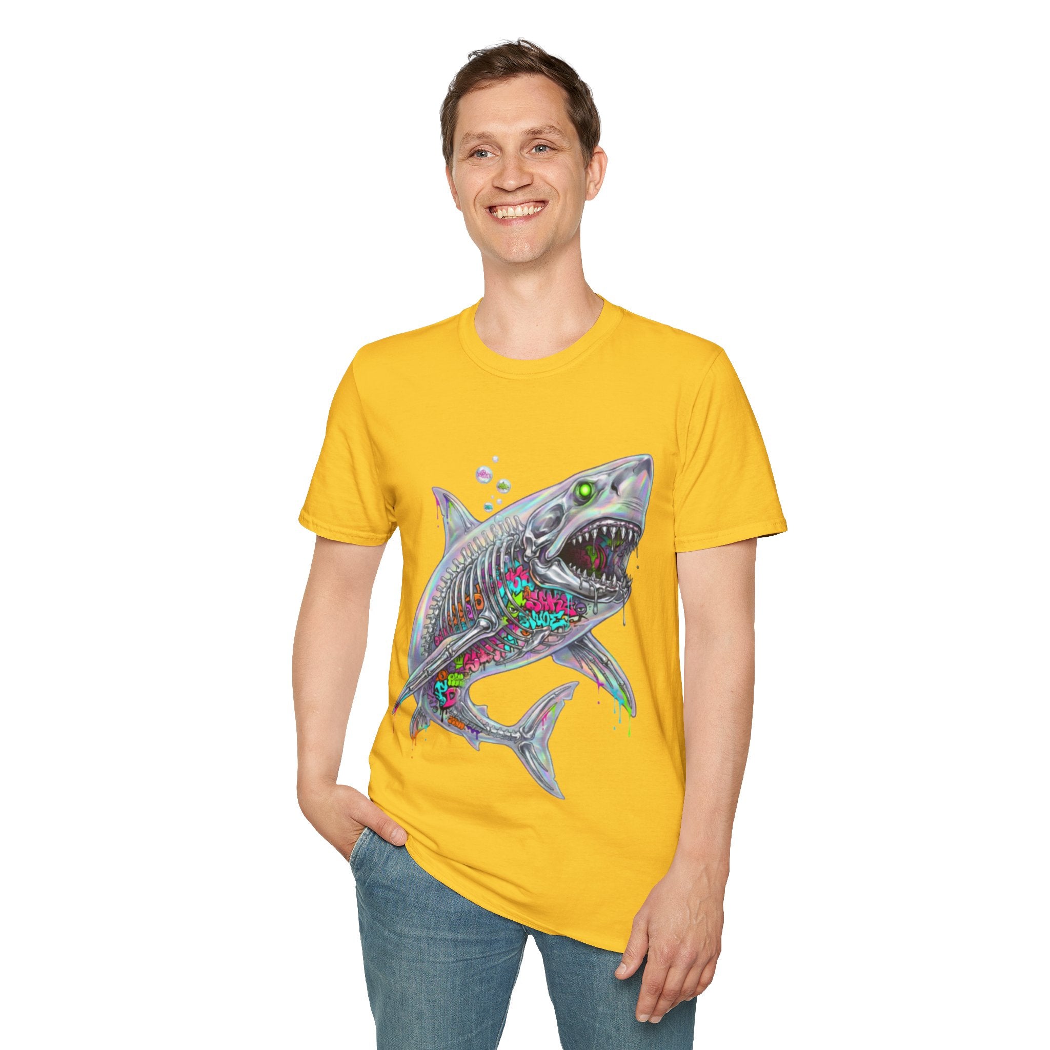 Iridescent Shark Streetwear T-Shirt - Urban Style