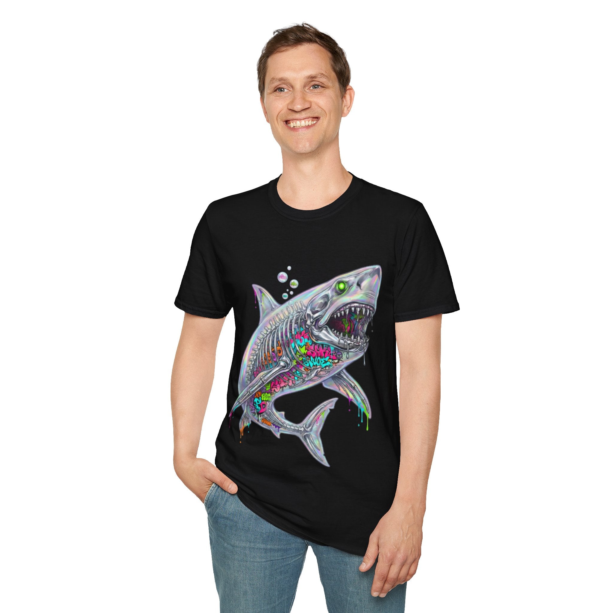 Iridescent Shark Streetwear T-Shirt - Urban Style