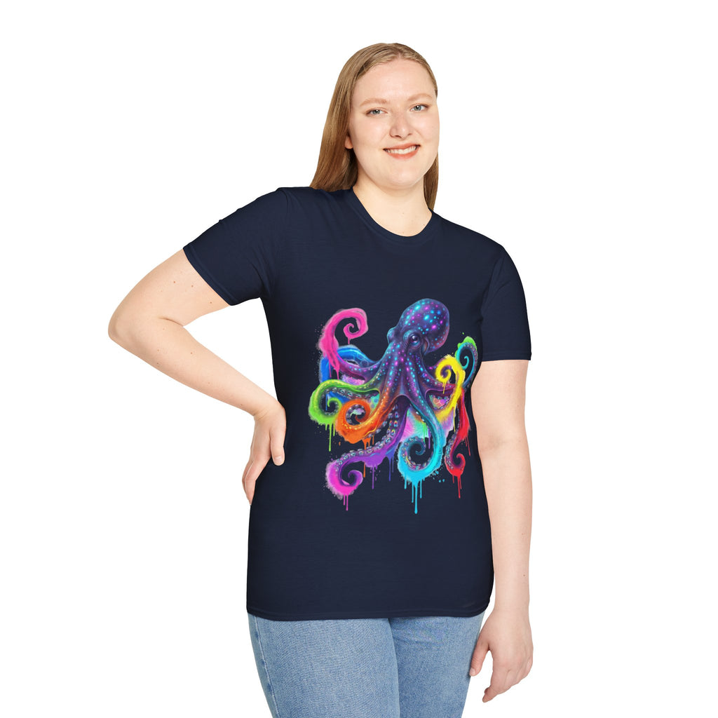 Vibrant Octopus Drip Tee - Urban Streetwear Trend