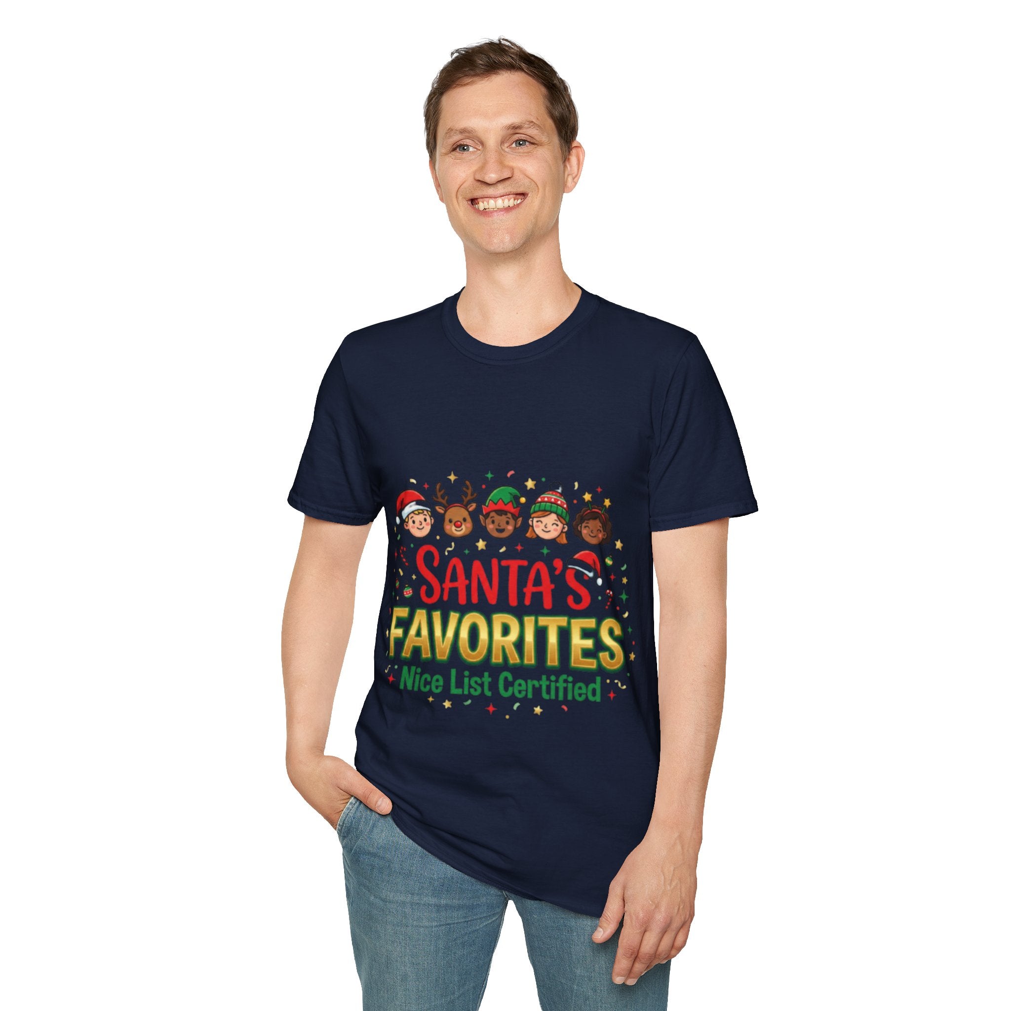 Santa's Favorites Crew T-shirt | Cute Matching Christmas Tee