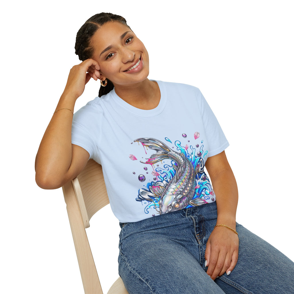Trendy Holographic Koi T-Shirt for Urban Streetwear