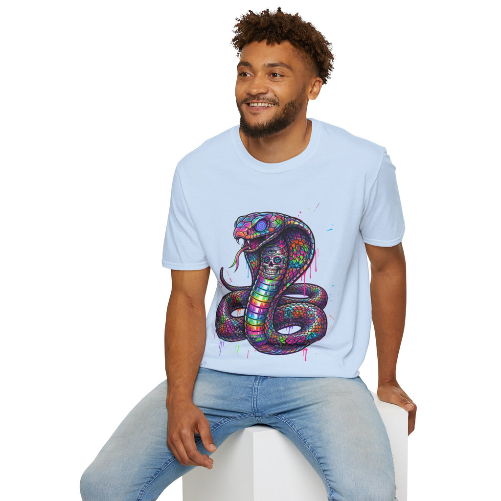 Vibrant Urban Snake Skull T-Shirt - Trendy Streetwear