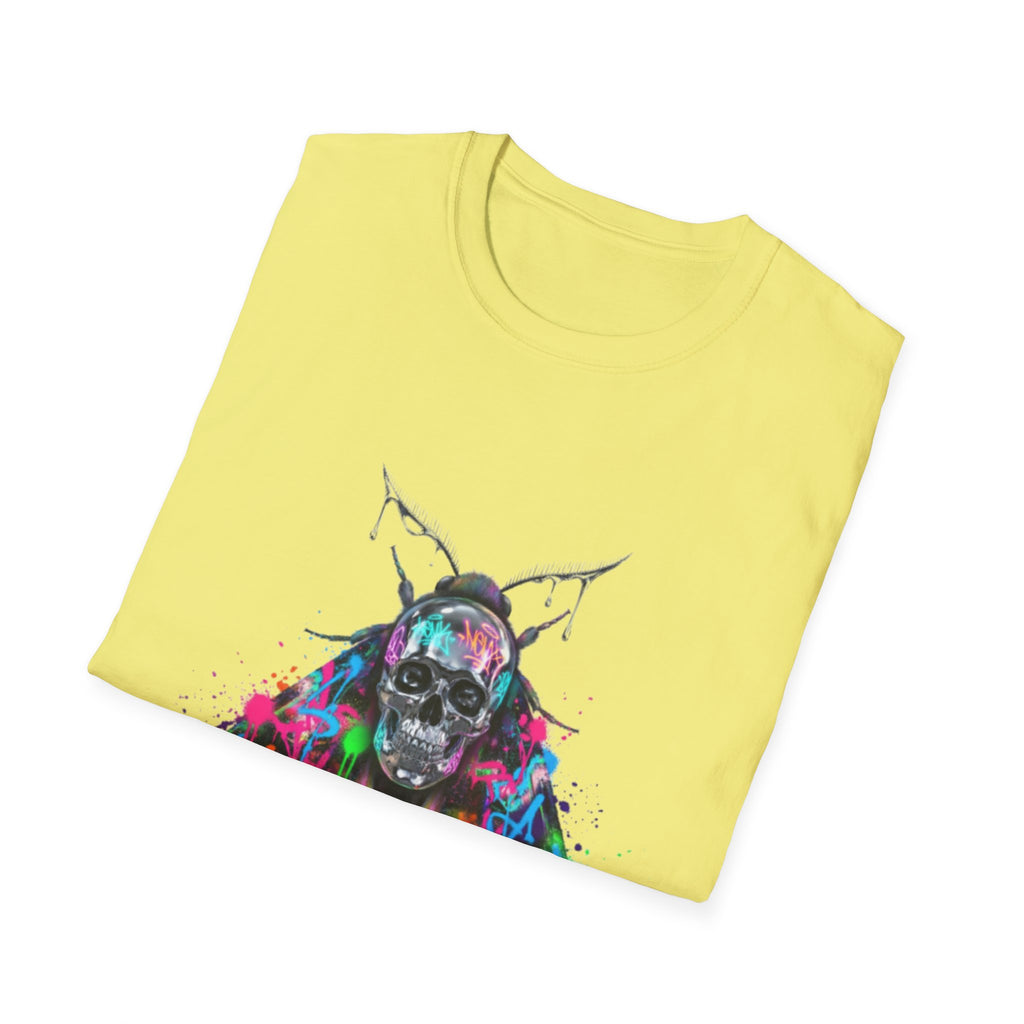 Vibrant Skull Moth Graffiti T-Shirt - Urban Streetwear