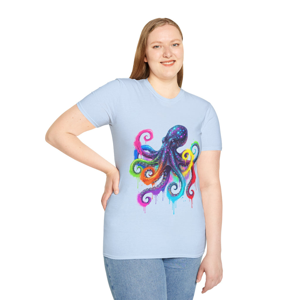 Vibrant Octopus Drip Tee - Urban Streetwear Trend