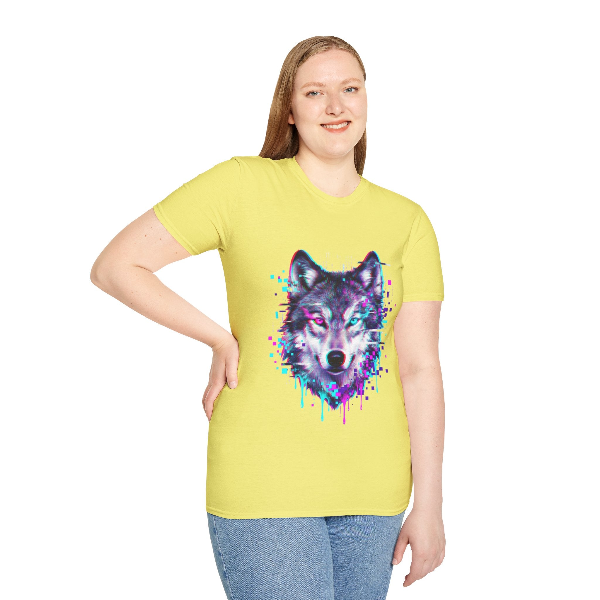 Urban Glitch Wolf Tee - Trendy Streetwear Vibes