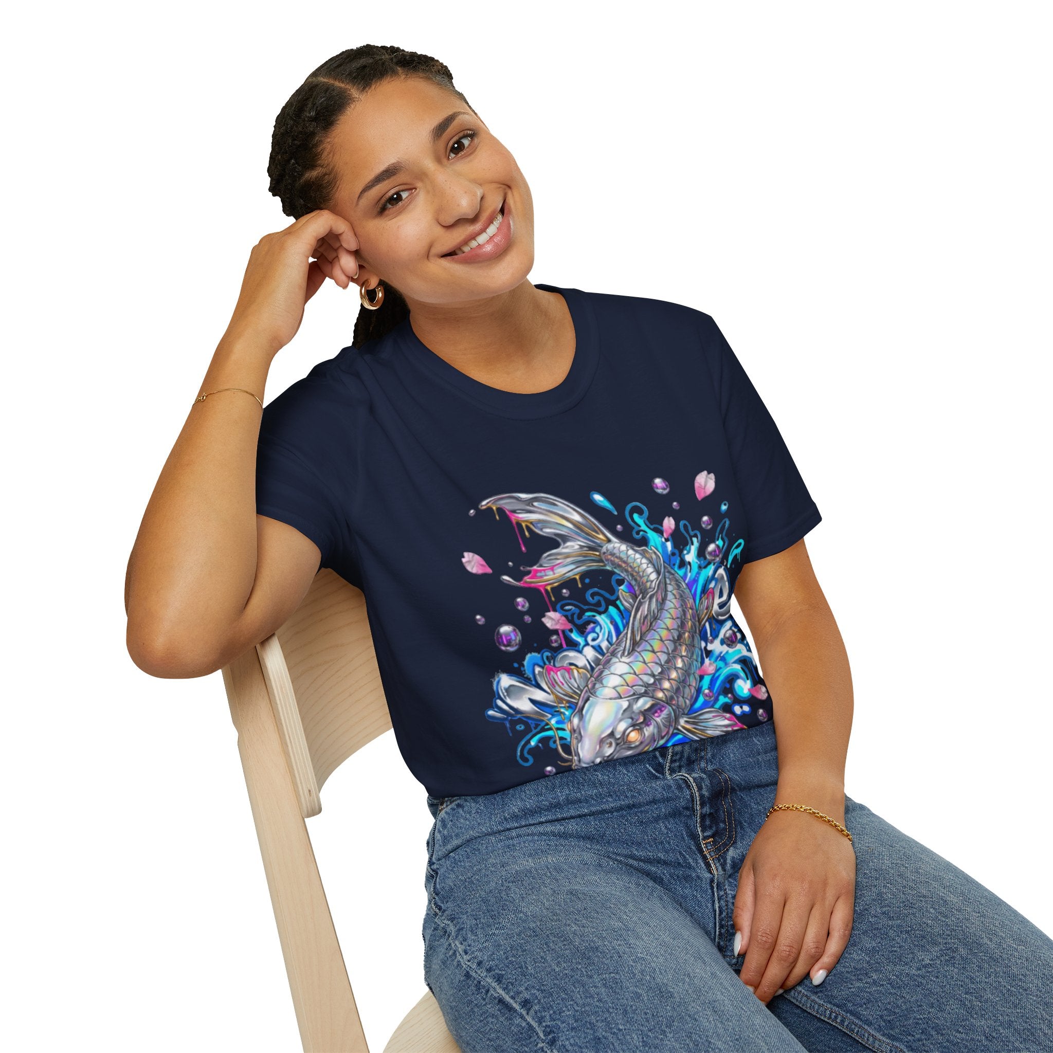 Trendy Holographic Koi T-Shirt for Urban Streetwear