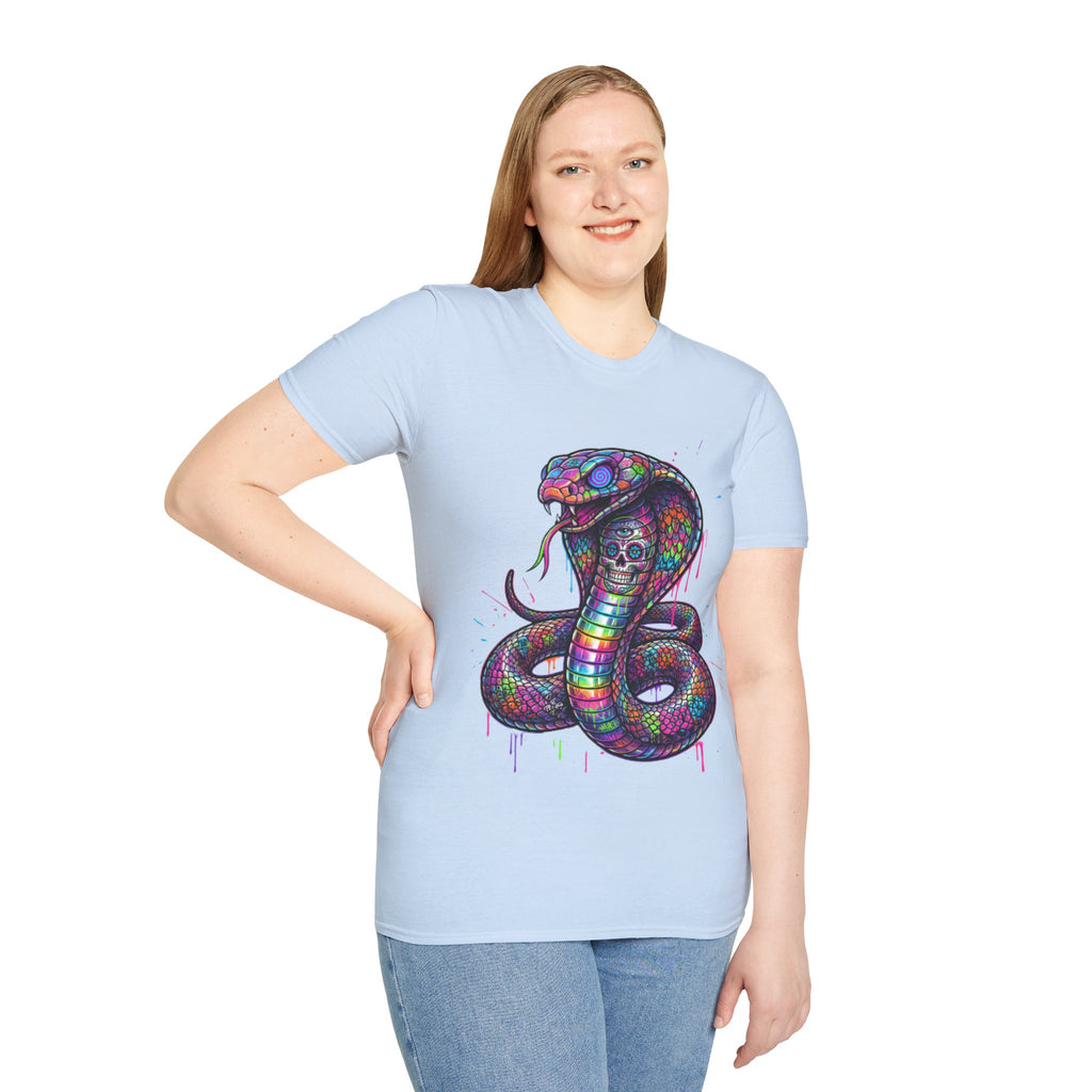 Vibrant Urban Snake Skull T-Shirt - Trendy Streetwear