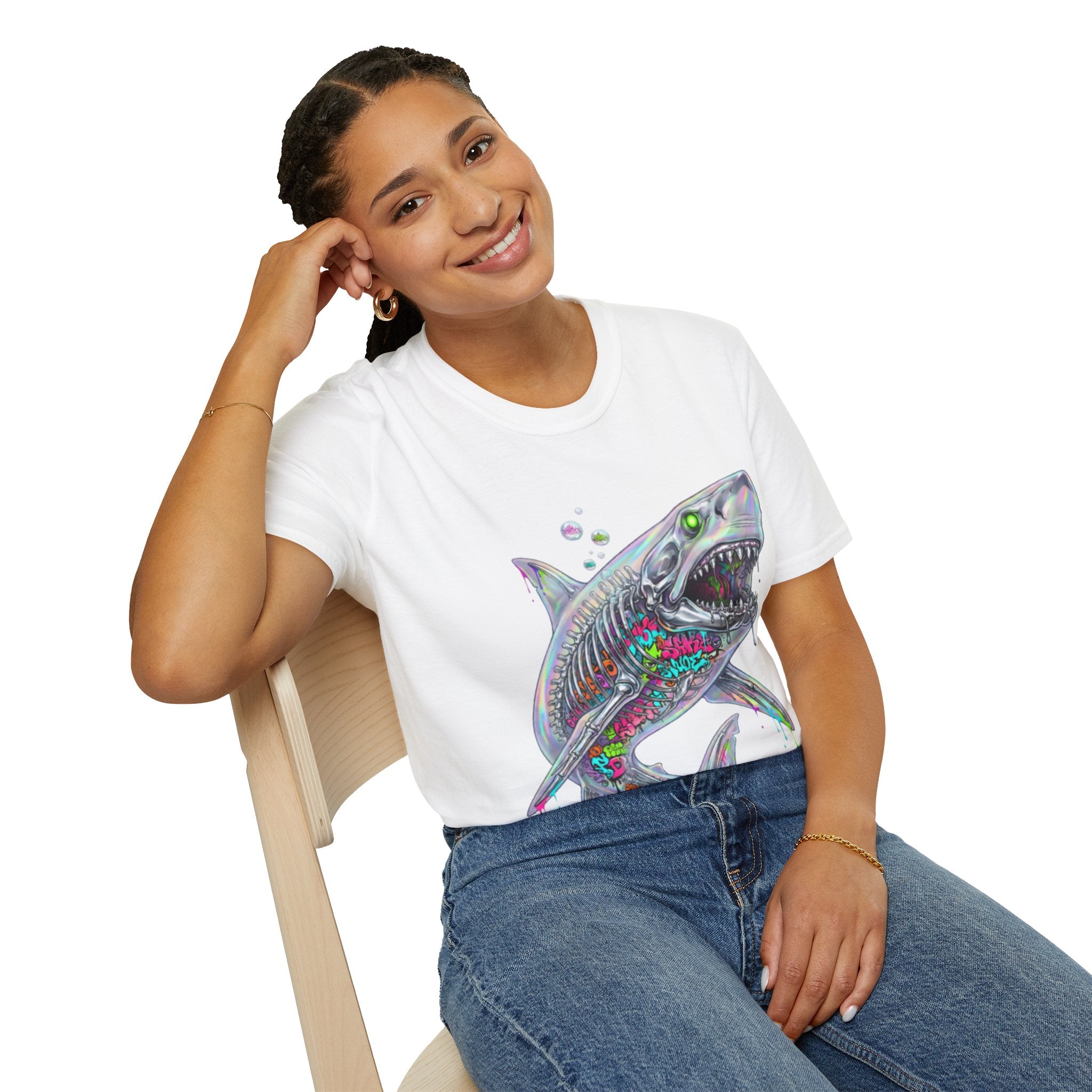 Iridescent Shark Streetwear T-Shirt - Urban Style
