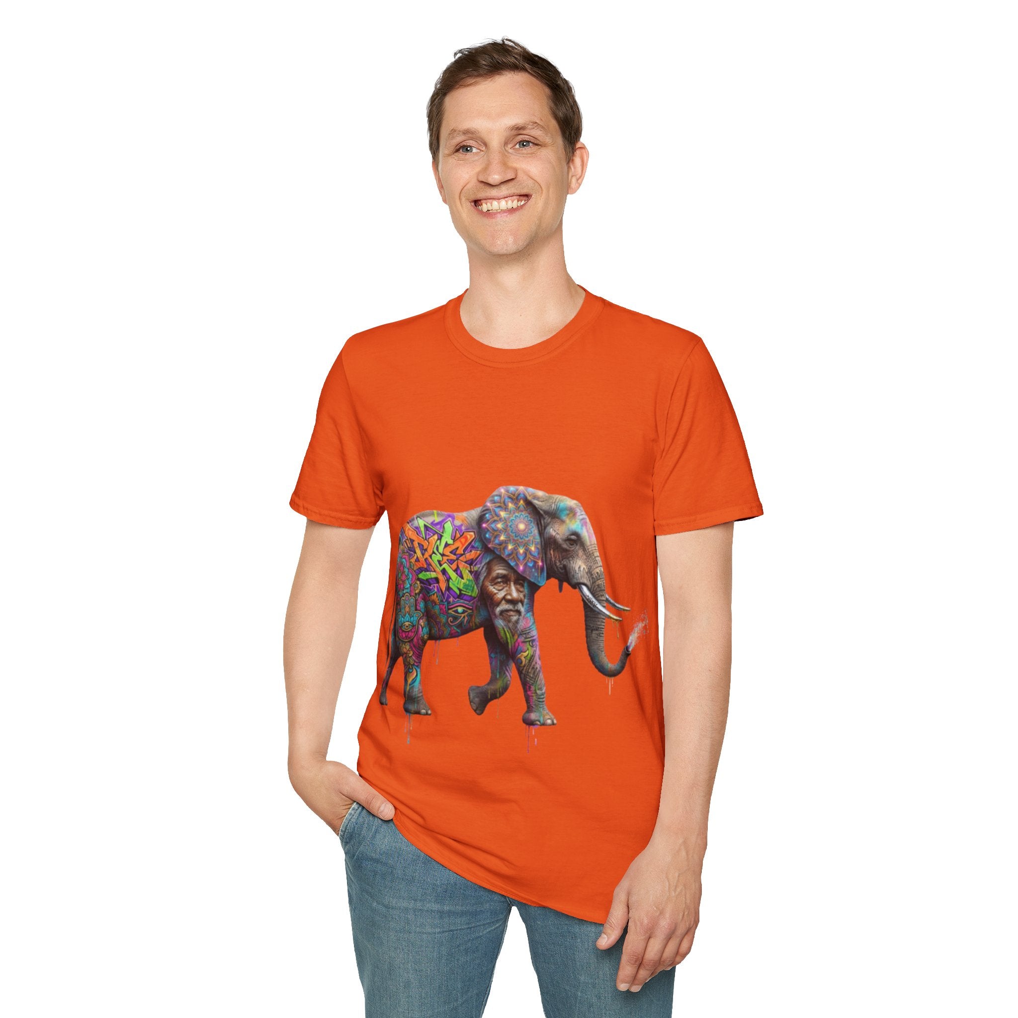 Vibrant Urban Elephant Streetwear Tee - Unisex