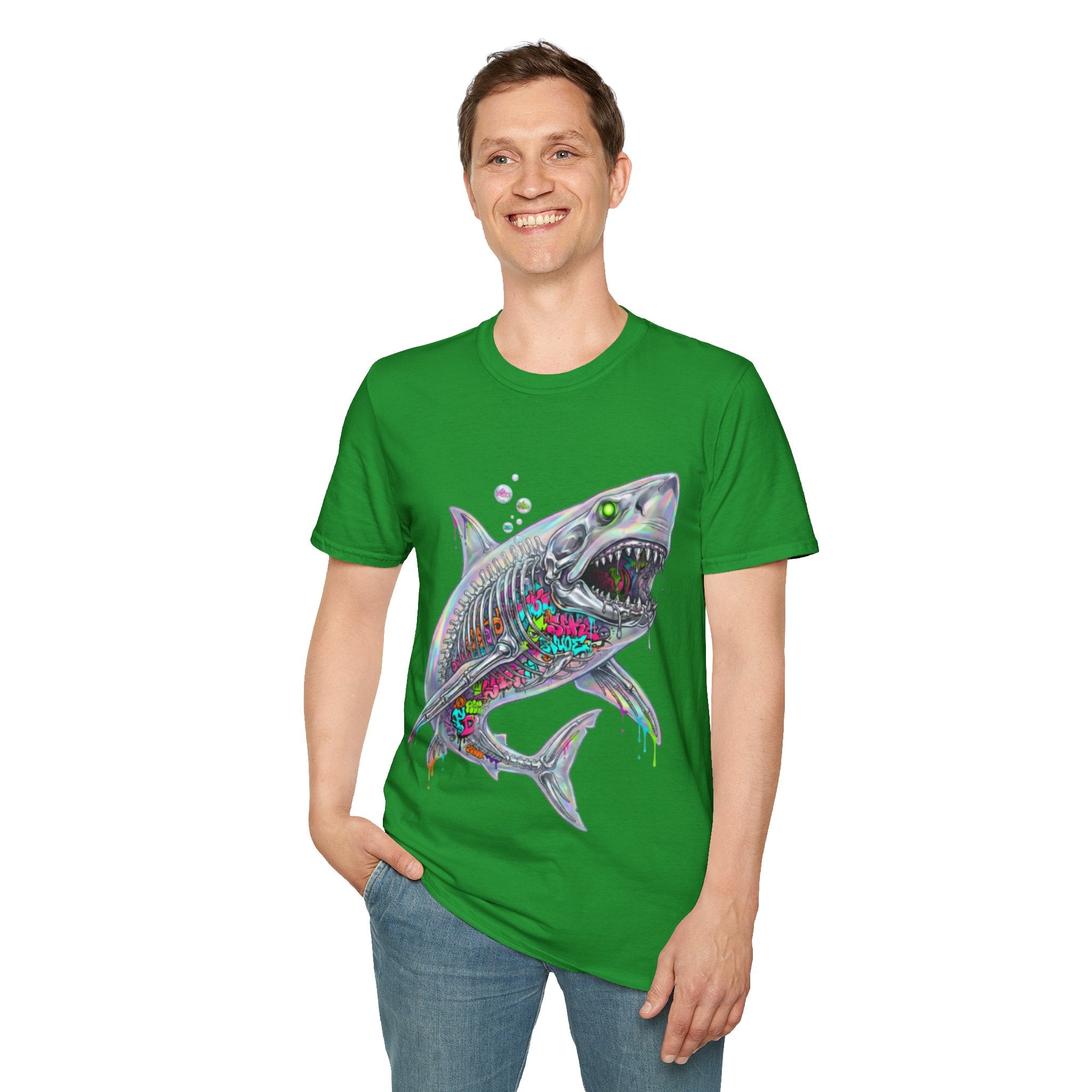 Iridescent Shark Streetwear T-Shirt - Urban Style
