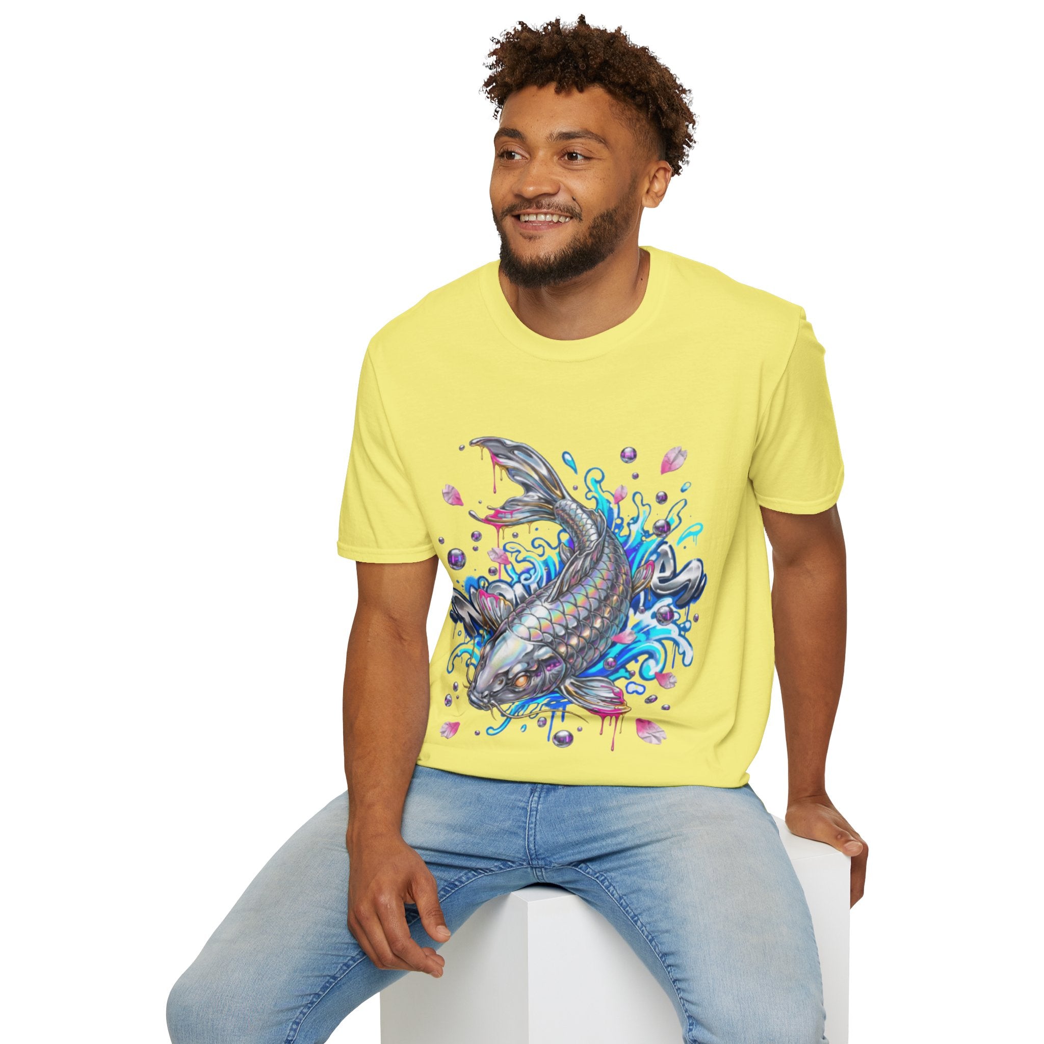 Trendy Holographic Koi T-Shirt for Urban Streetwear